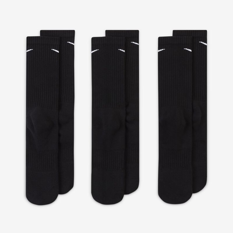Nike Calcetines Everyday Cushioned Largos 3 Pares, NEGRO, hi-res image number null