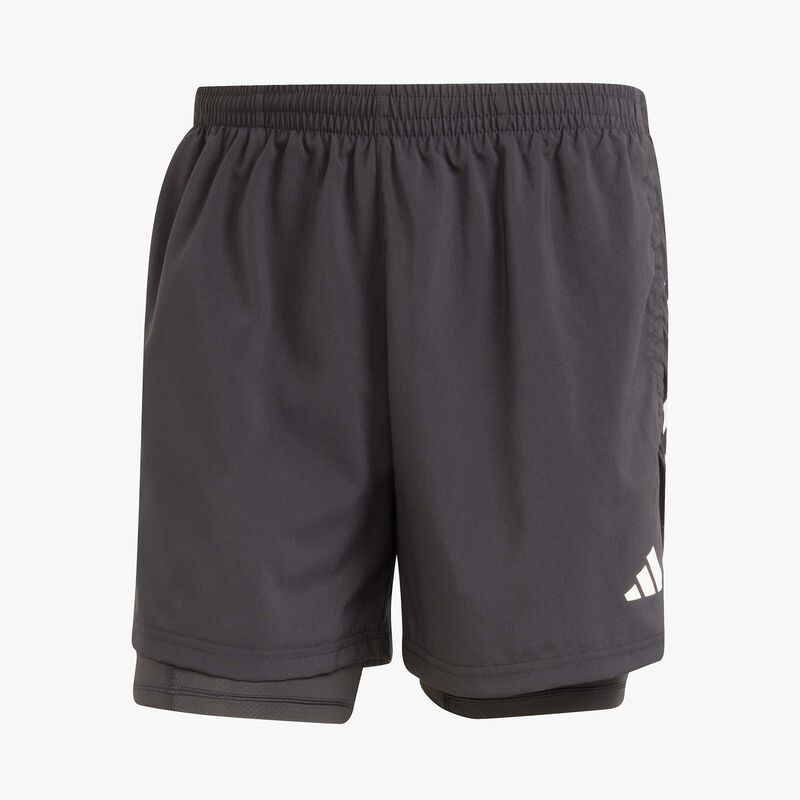 adidas Shorts Own the Run CLIMACOOL 2 en 1 con 5 Bolsillos, NEGRO, hi-res image number null