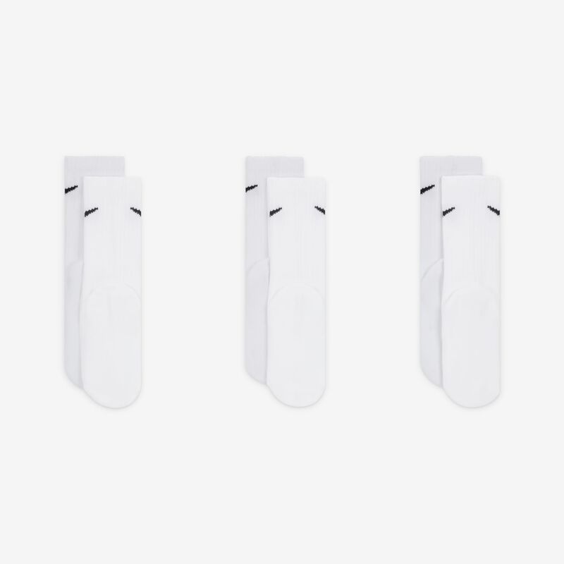 Nike Calcetines Cushioned Crew Cortas 3 Pares, BLANCO, hi-res image number null