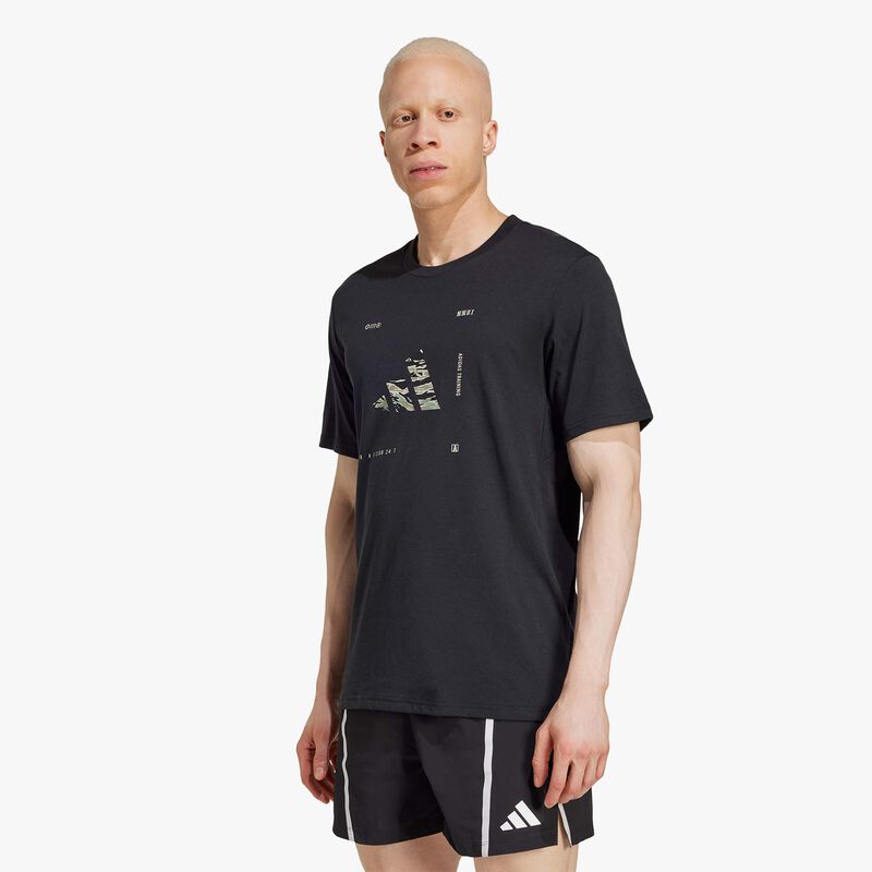 adidas Polera Climacool Training Camo Logo Graphic, NEGRO, hi-res image number null