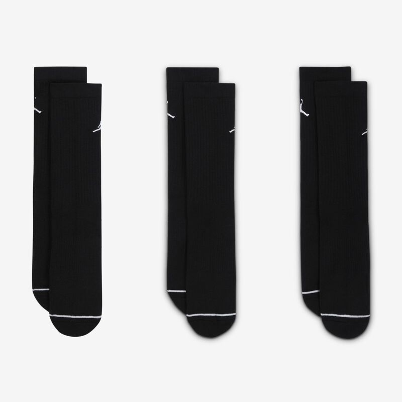 Jordan Calcetines Everyday Crew Largos 3 Pares, NEGRO, hi-res image number null