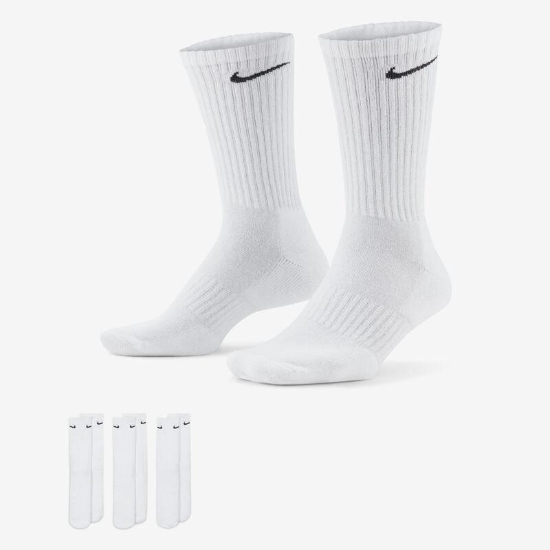 Nike Calcetines Everyday Cushioned Largos 3 Pares, BLANCO, hi-res image number null