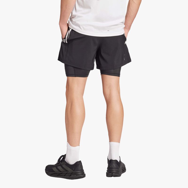 adidas Shorts Own the Run CLIMACOOL 2 en 1 con 5 Bolsillos, NEGRO, hi-res image number null