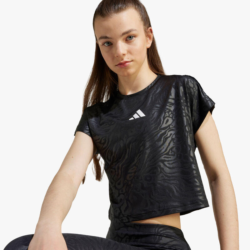 adidas Polera Crop All Sports Animal Print, NEGRO, hi-res image number null