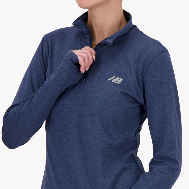 New Balance Chaqueta Space Dye 1/4 Zip, AZUL, hi-res image number null