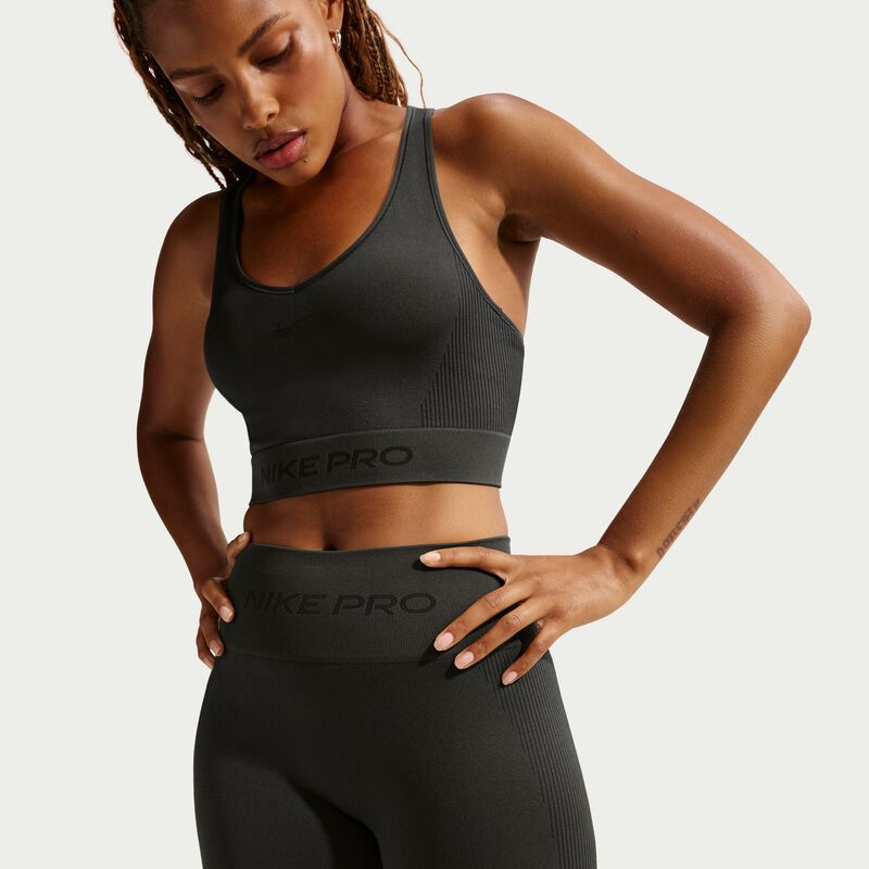 Nike Pro Seamless Shorts de ciclismo Dri-FIT de ti, NEGRO, hi-res image number null