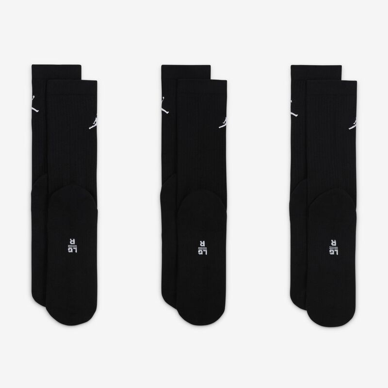 Jordan Calcetines Everyday Crew Largos 3 Pares, NEGRO, hi-res image number null