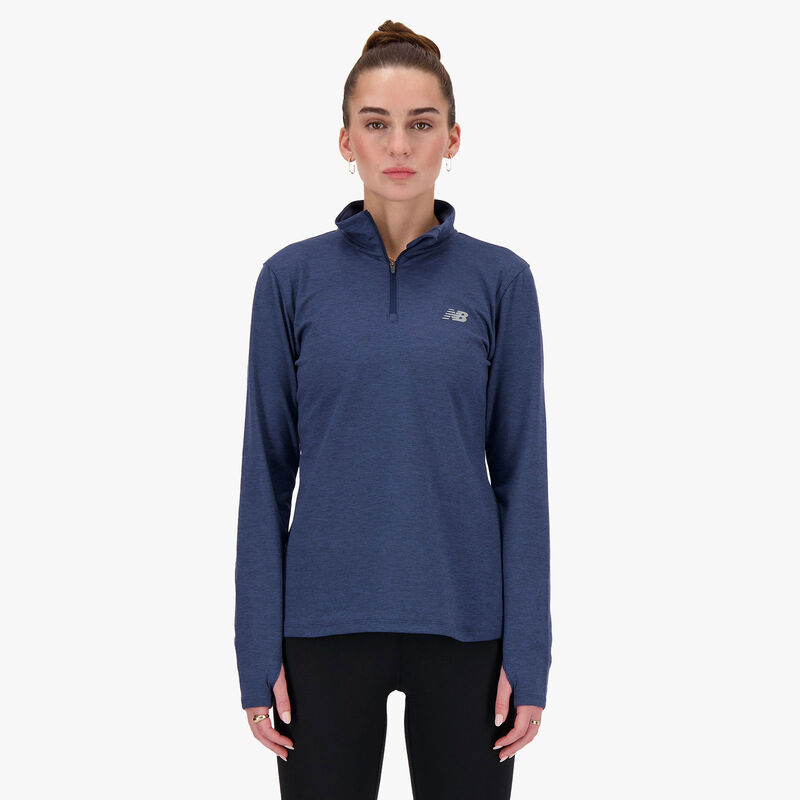 New Balance Chaqueta Space Dye 1/4 Zip, AZUL, hi-res image number null