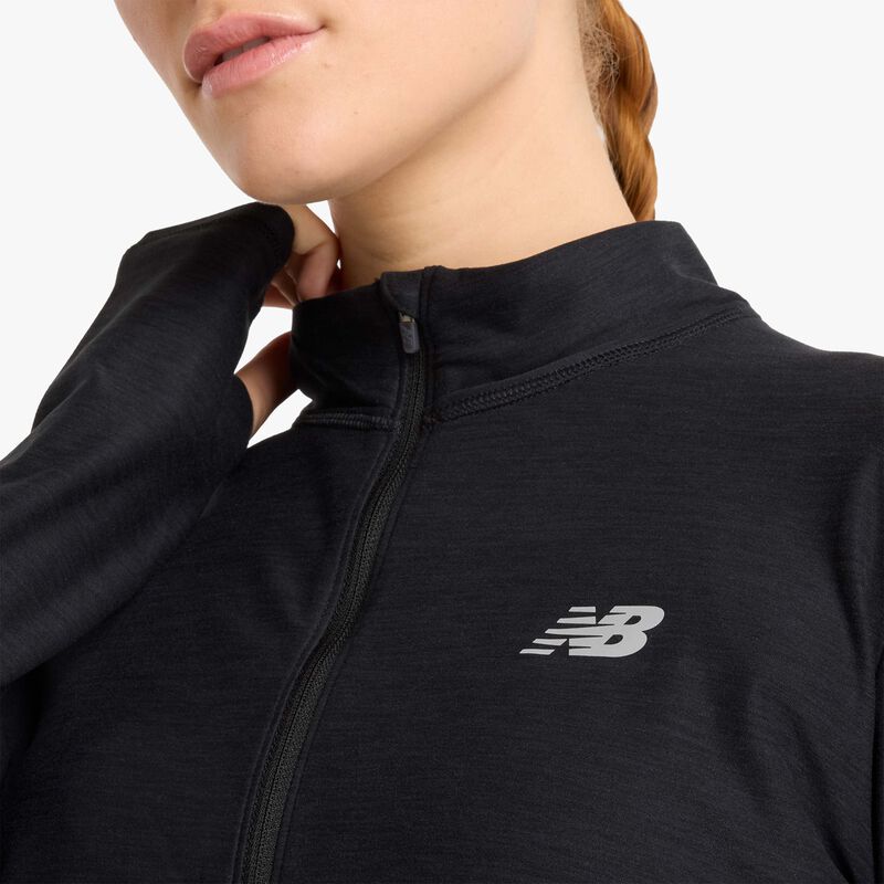 New Balance Chaqueta Space Dye Full Zip, NEGRO, hi-res image number null