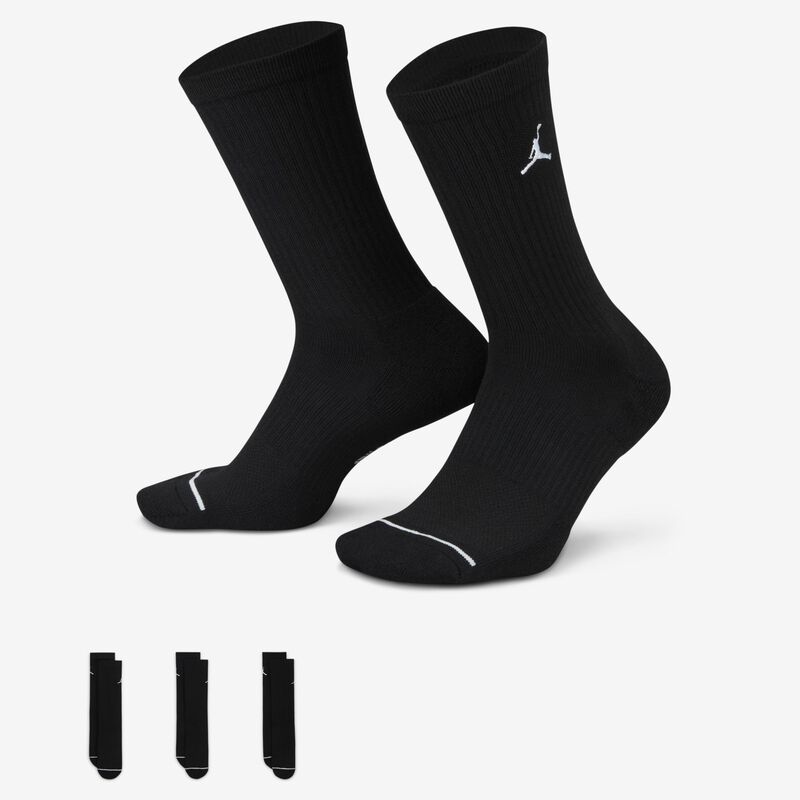 Jordan Calcetines Everyday Crew Largos 3 Pares, NEGRO, hi-res image number null
