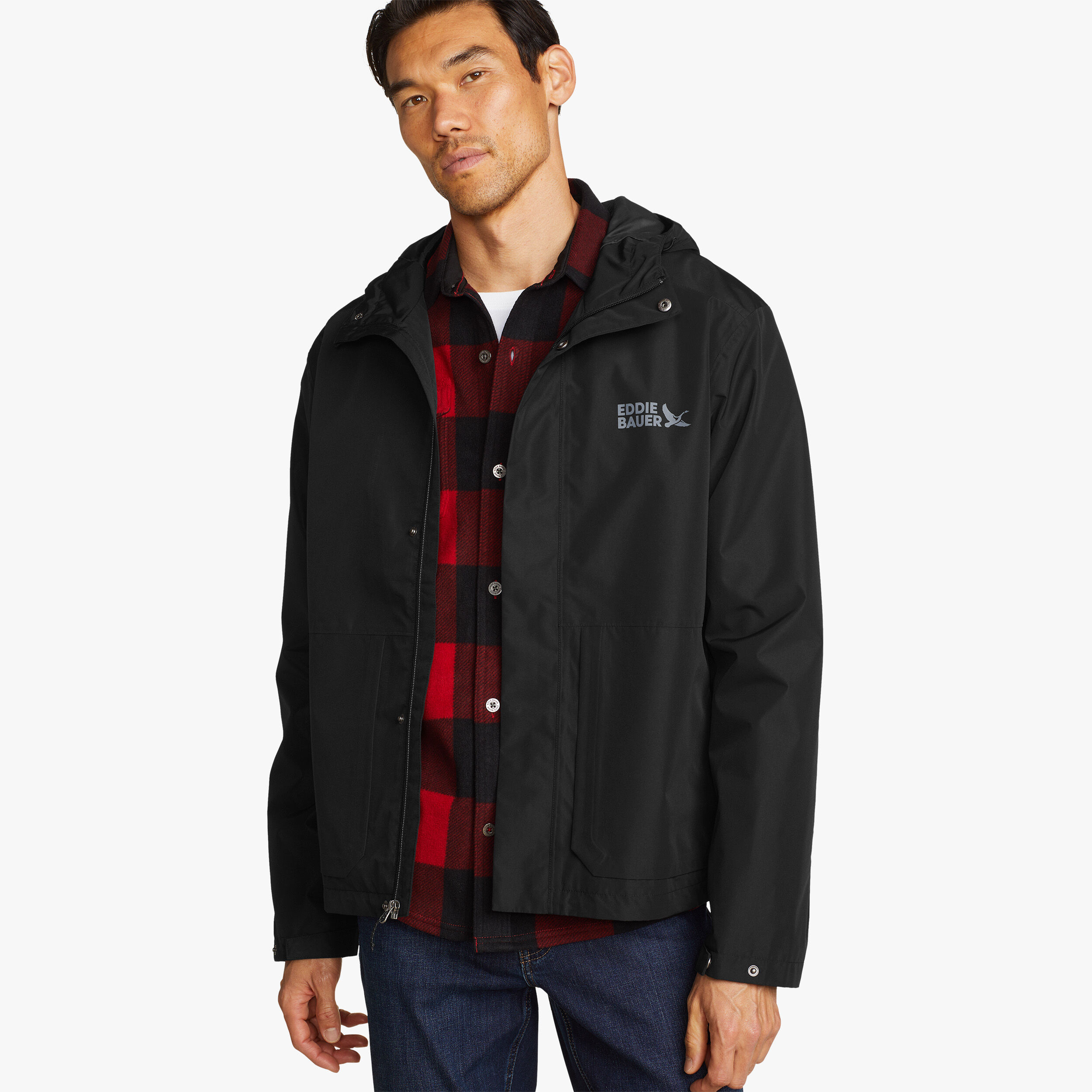Eddie Bauer Rainfoil Storm Rain Jacket, NEGRO, hi-res