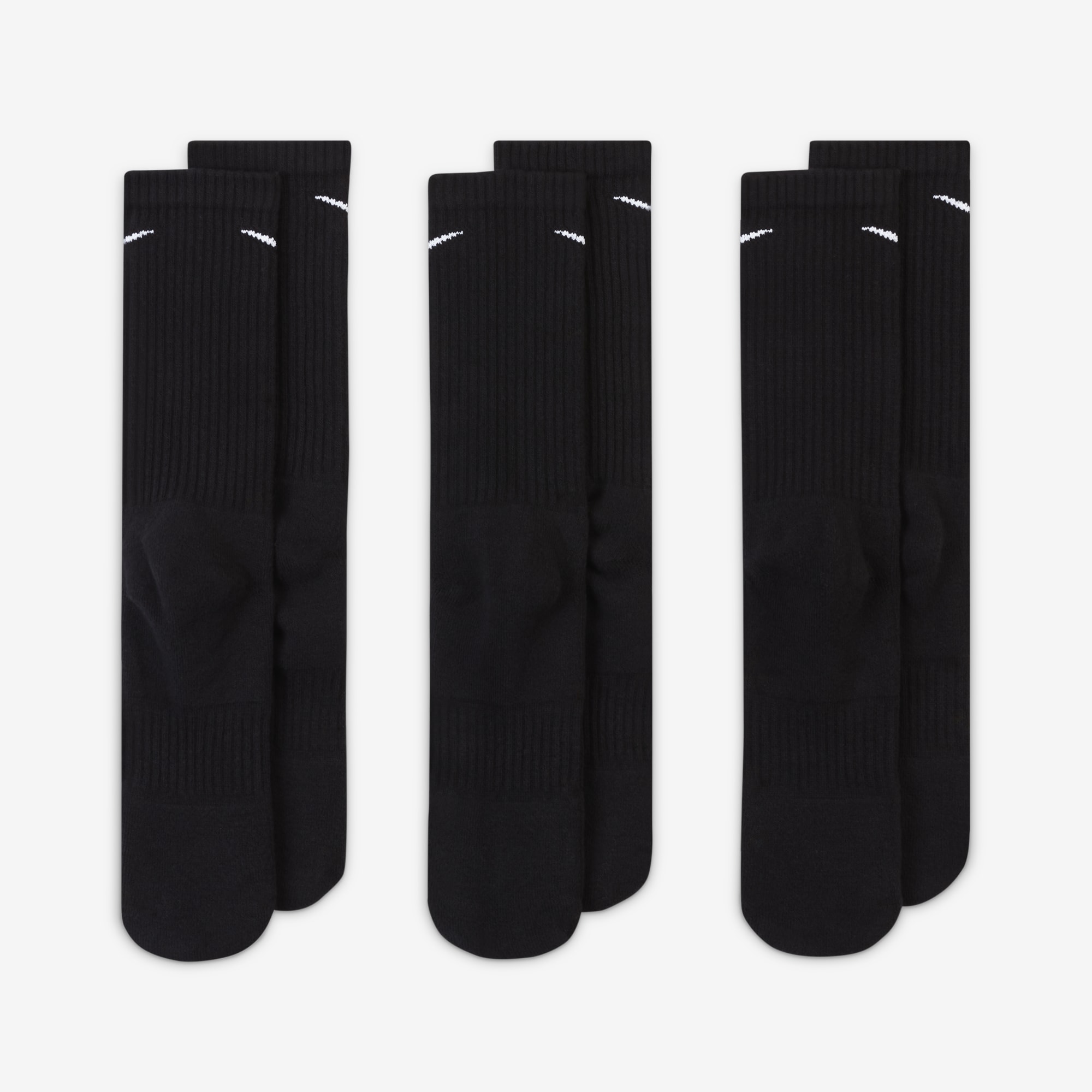 Nike Calcetines Everyday Cushioned Largos 3 Pares, NEGRO, hi-res