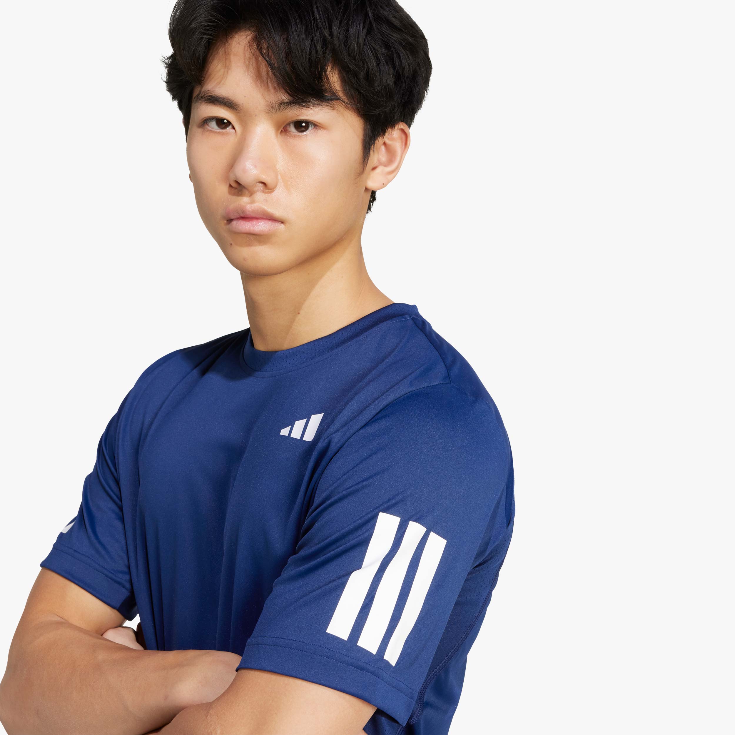 adidas Polera de Tenis Club Climacool 3 Tiras, AZUL, hi-res