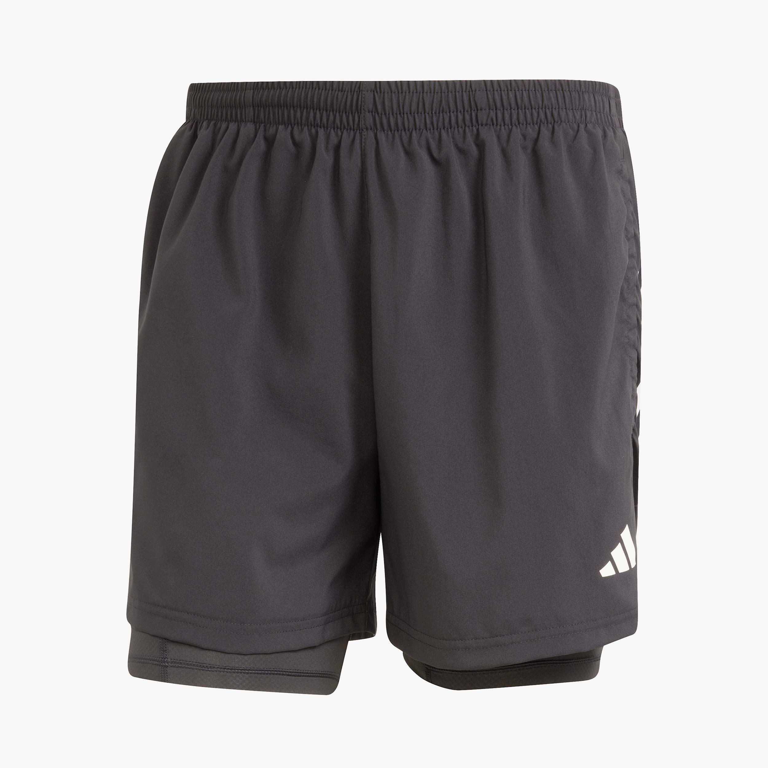 adidas Shorts Own the Run CLIMACOOL 2 en 1 con 5 Bolsillos, NEGRO, hi-res