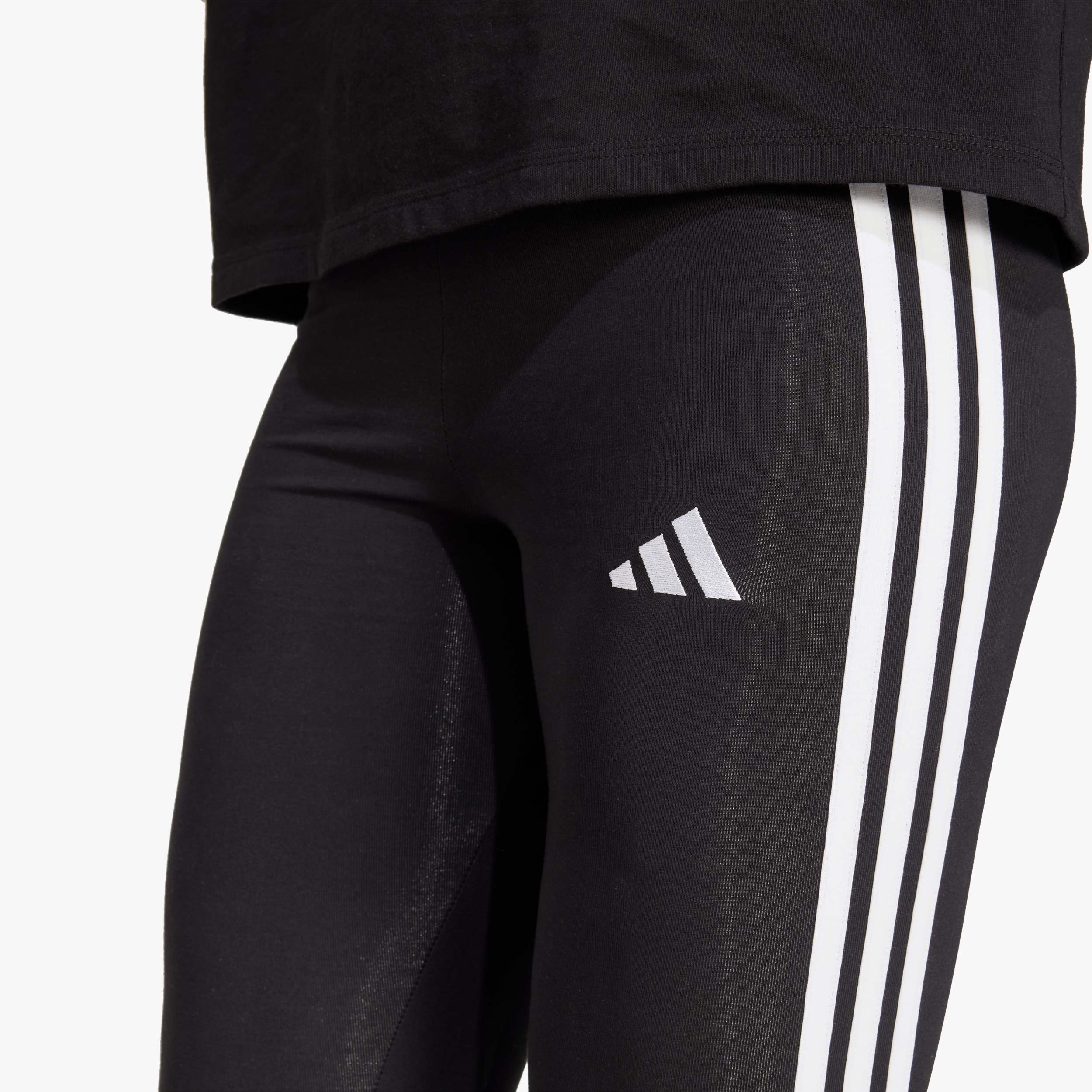 adidas Calzas Essentials 3 Tiras Algod&oacute;n Pretina Media, NEGRO, hi-res