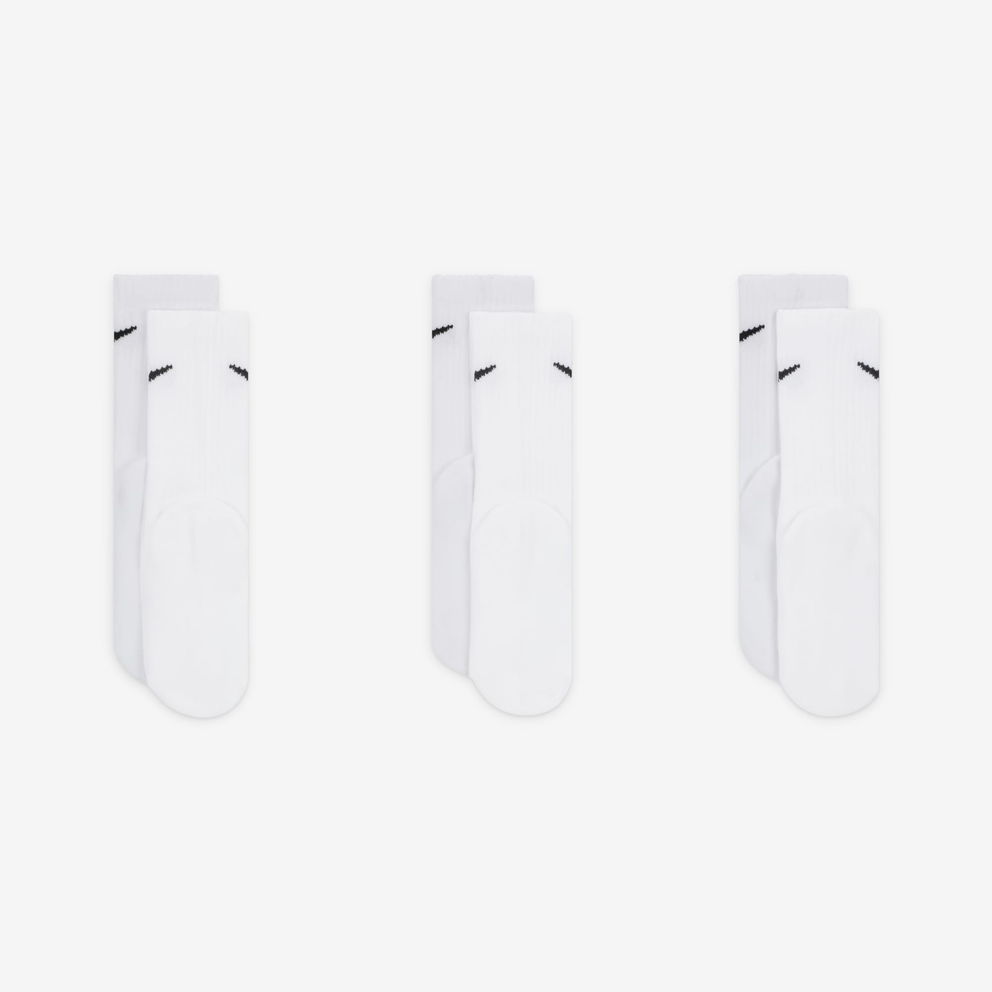 Nike Calcetines Cushioned Crew Cortas 3 Pares, BLANCO, hi-res