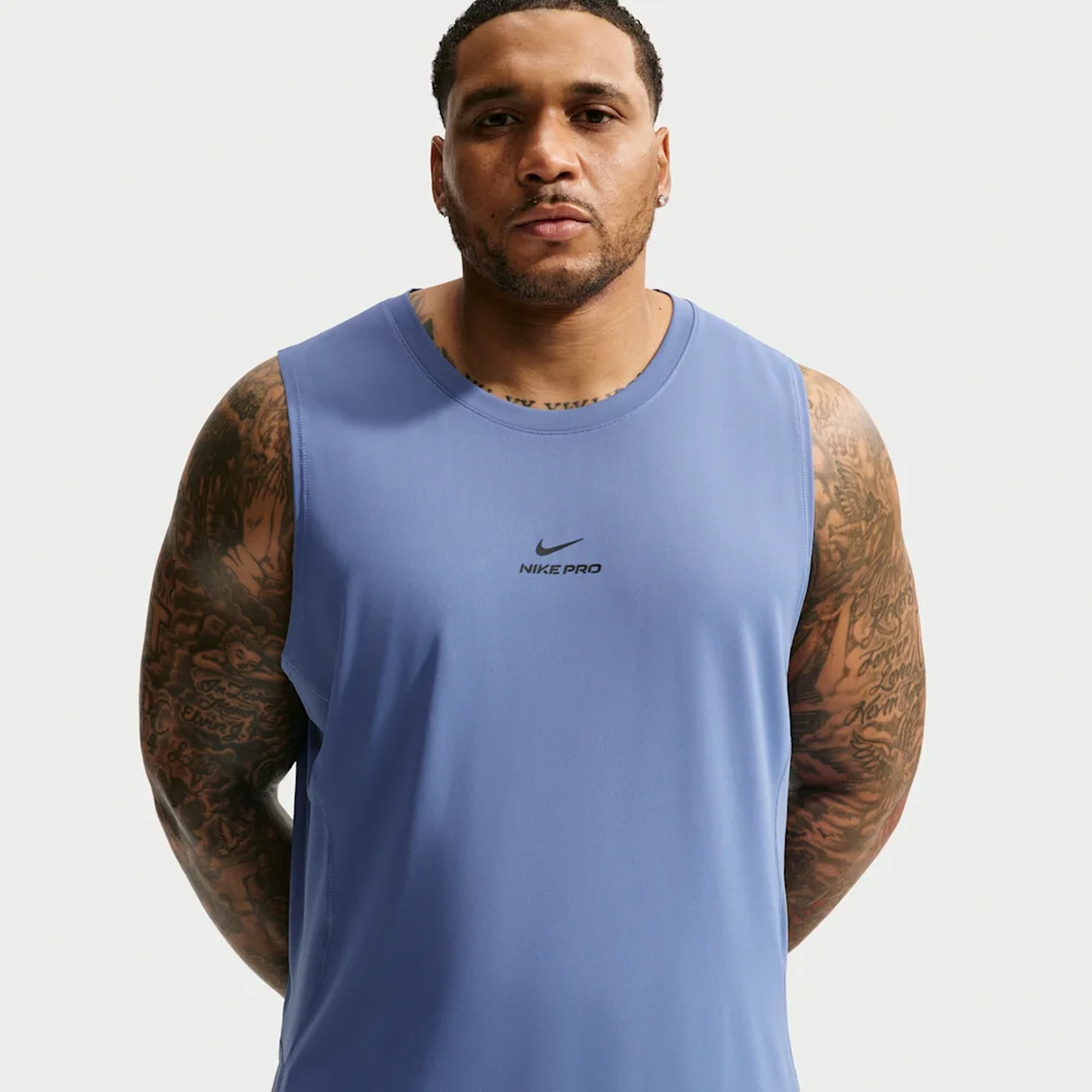 Nike Polera Pro Dri-FIT, AZUL, hi-res