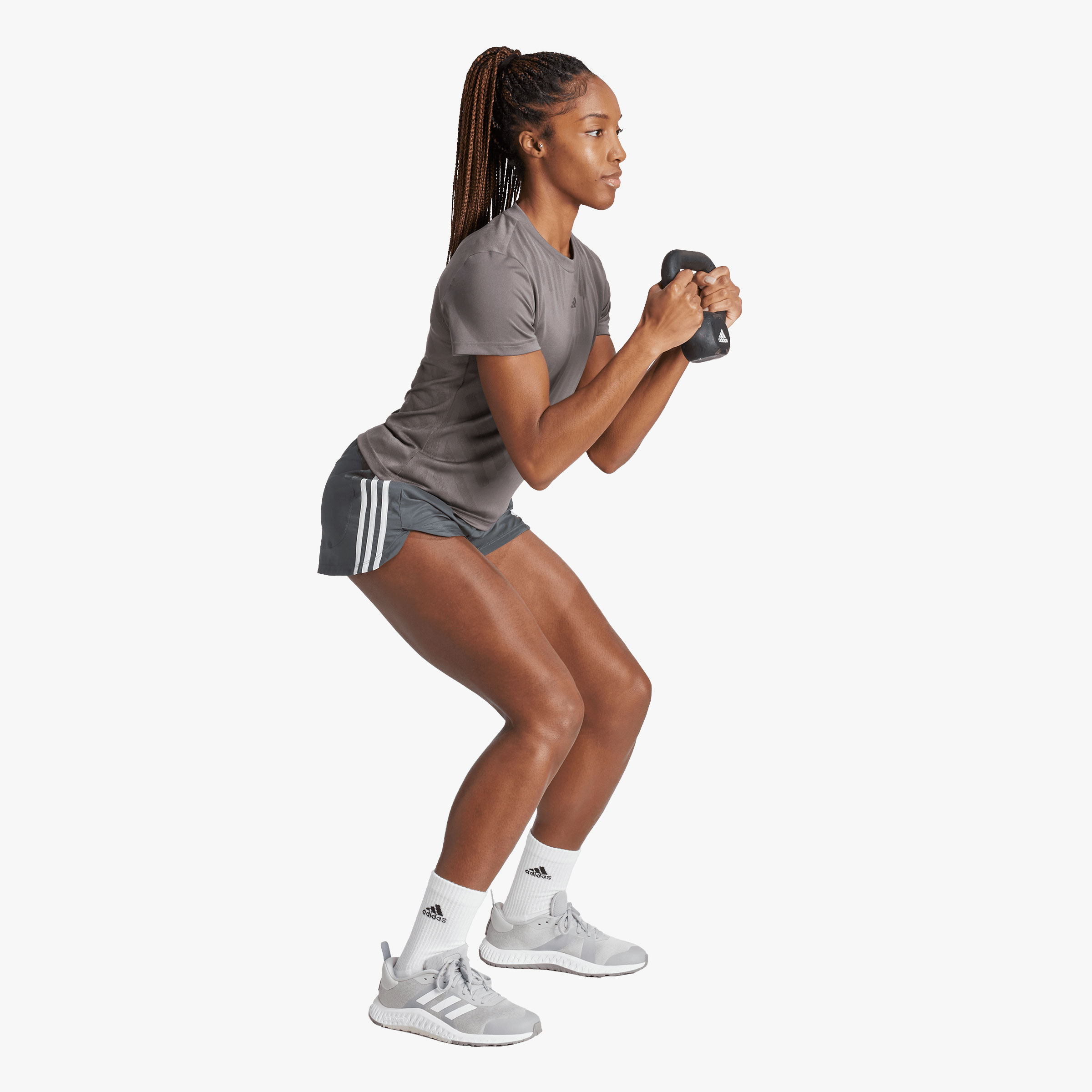 adidas Shorts Pacer Training 3 Tiras Tejidos, GRIS, hi-res