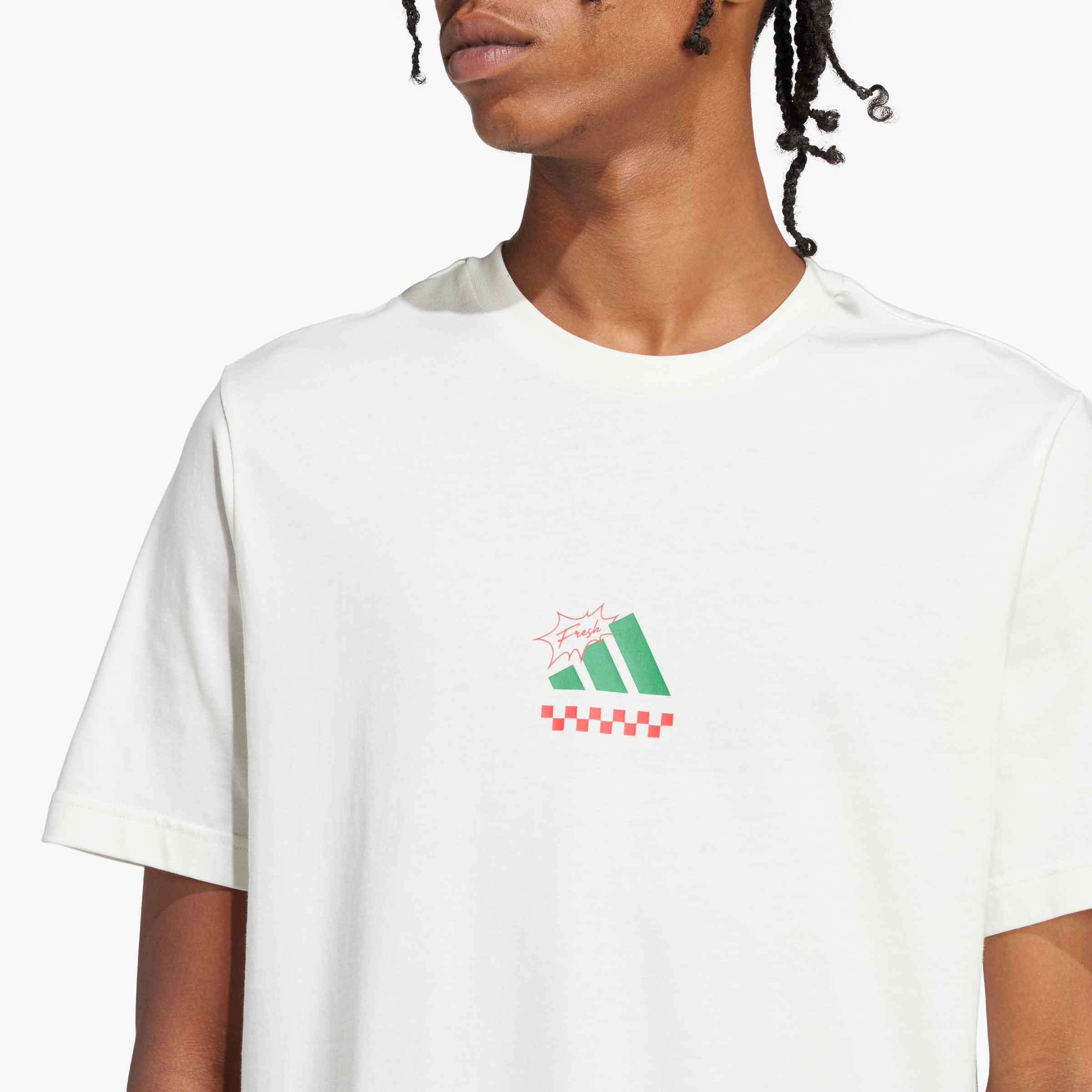 adidas Polera Lounge Pizza Estampado, BLANCO, hi-res