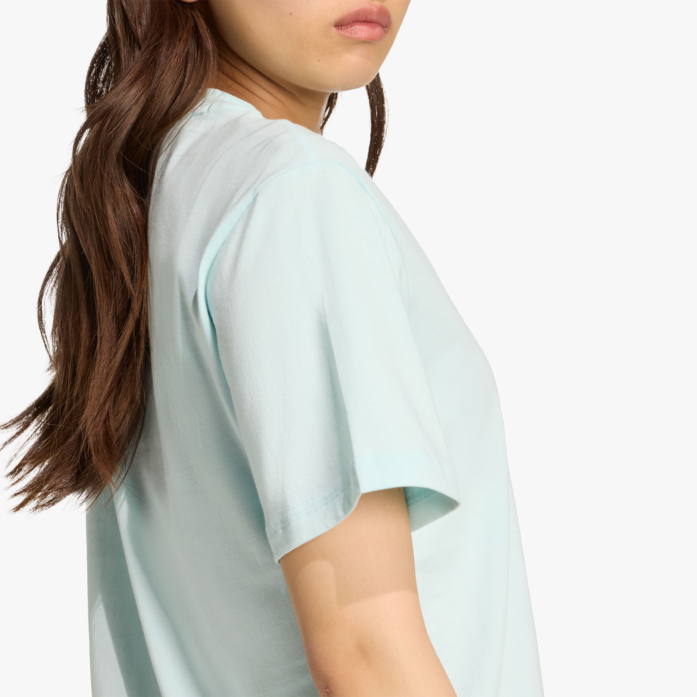 adidas Polera Essentials Logo Peque&ntilde;o Algod&oacute;n, VERDE, hi-res