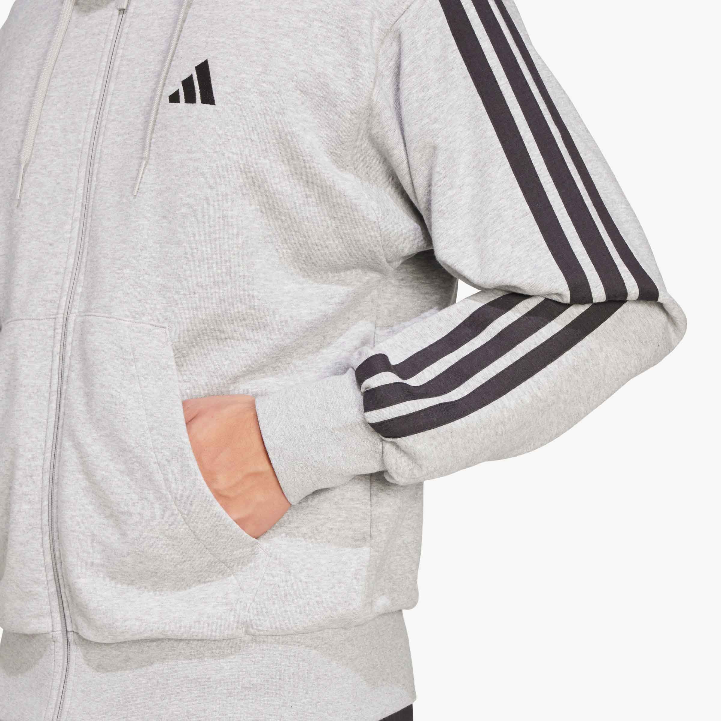 adidas Poler&oacute;n Essentials 3 Tiras French Terry, GRIS, hi-res