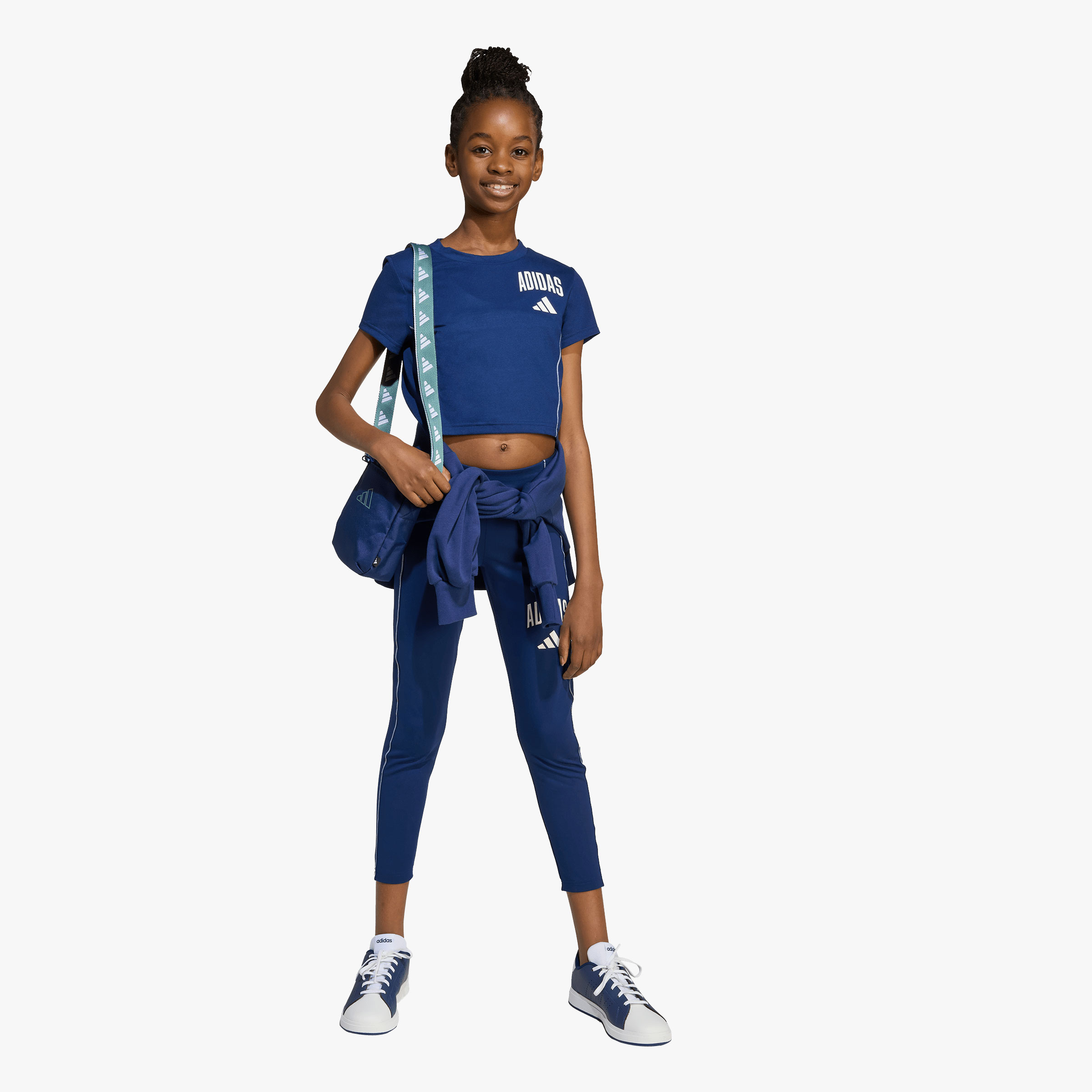 adidas Polera Essentials Estampado Universitario Ni&ntilde;os, AZUL, hi-res