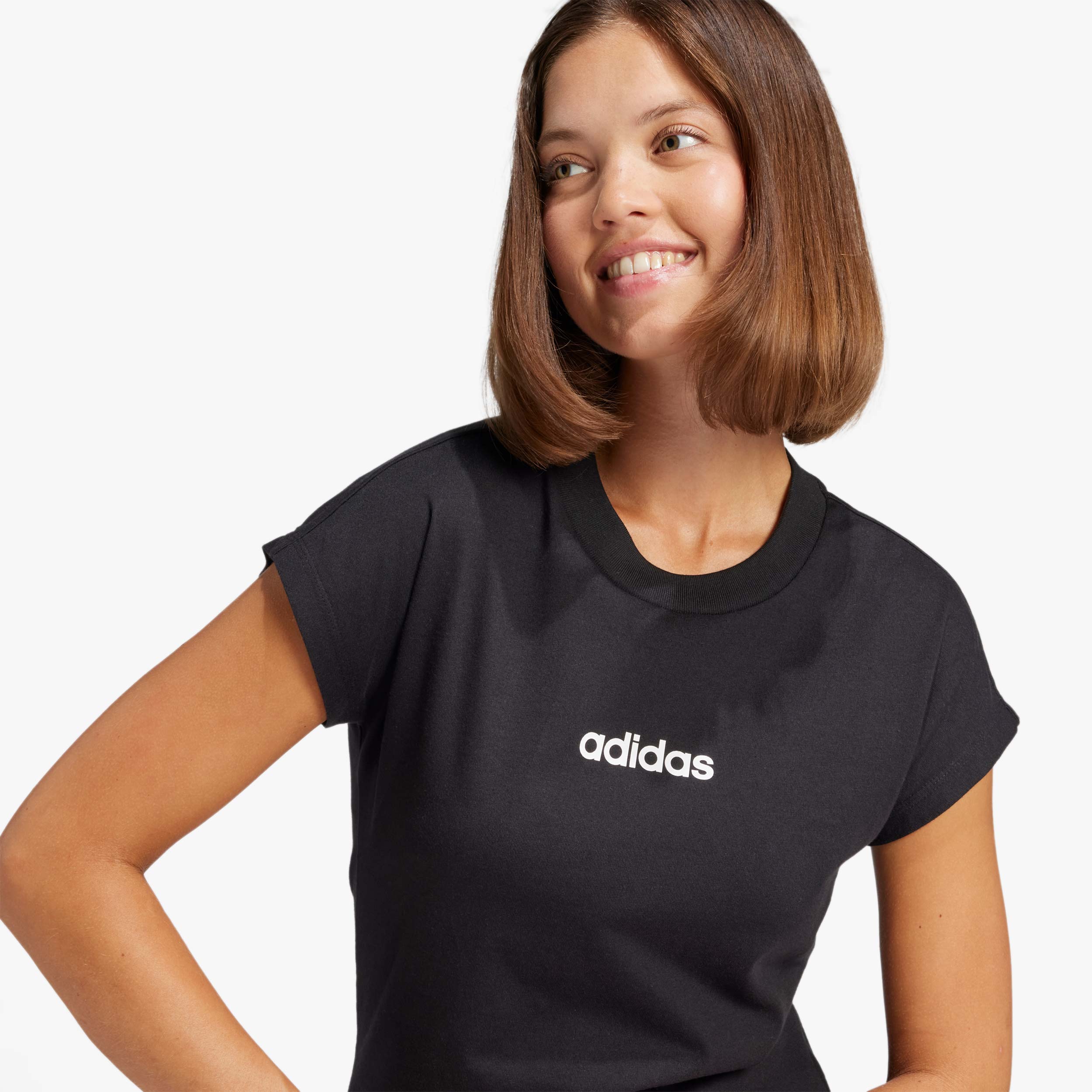adidas Polera Essentials Linear, NEGRO, hi-res