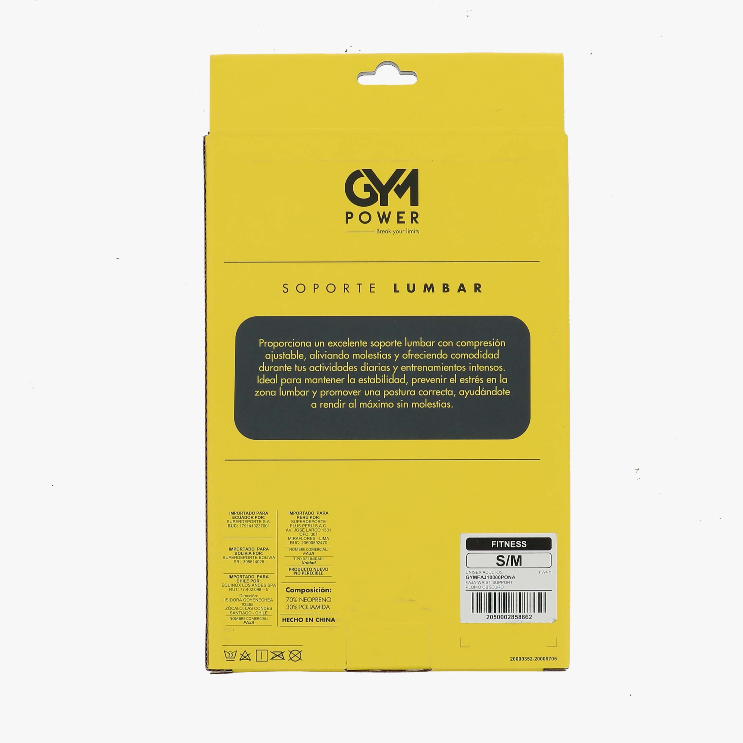 Gym Power Waist Support, GRIS, hi-res