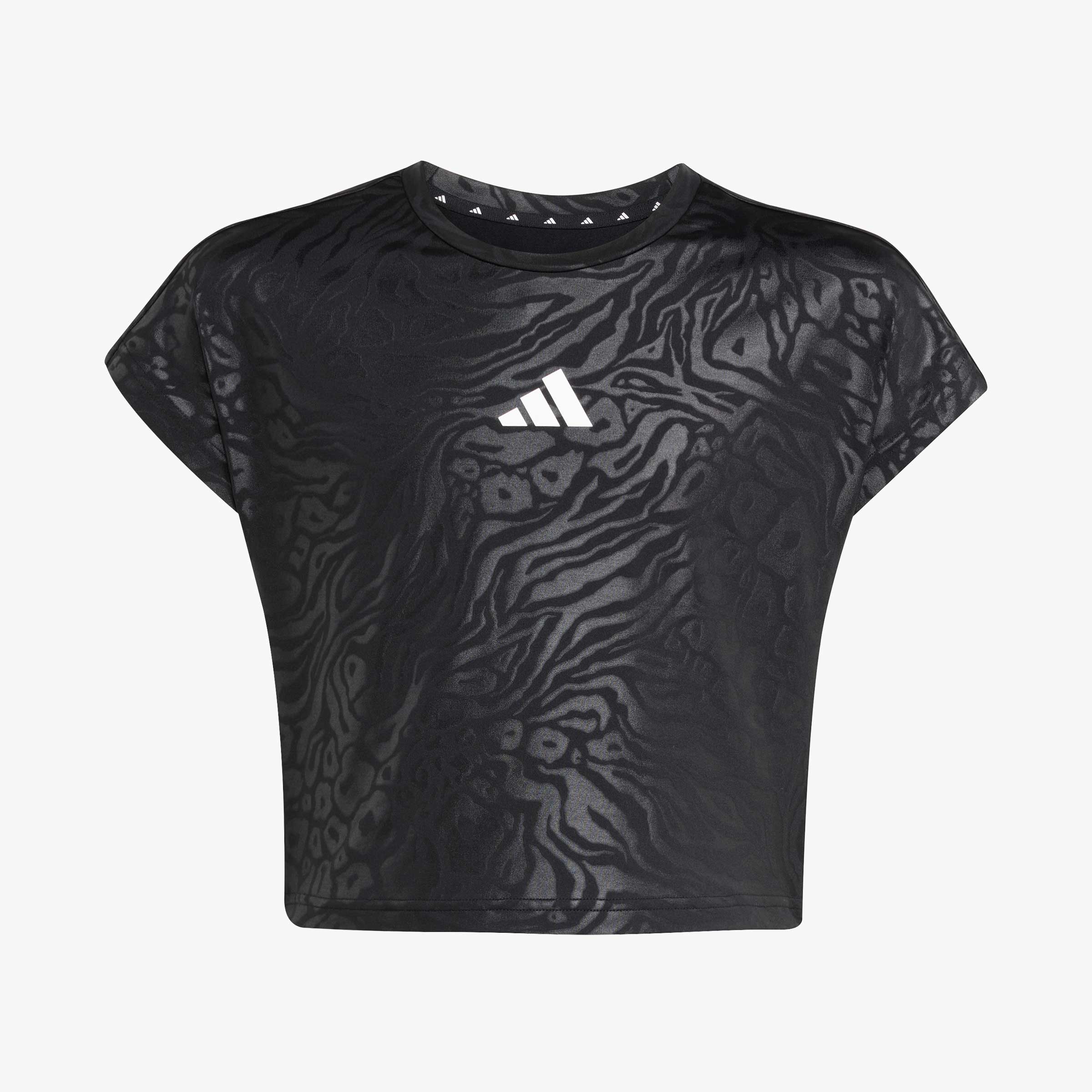 adidas Polera Crop All Sports Animal Print, NEGRO, hi-res