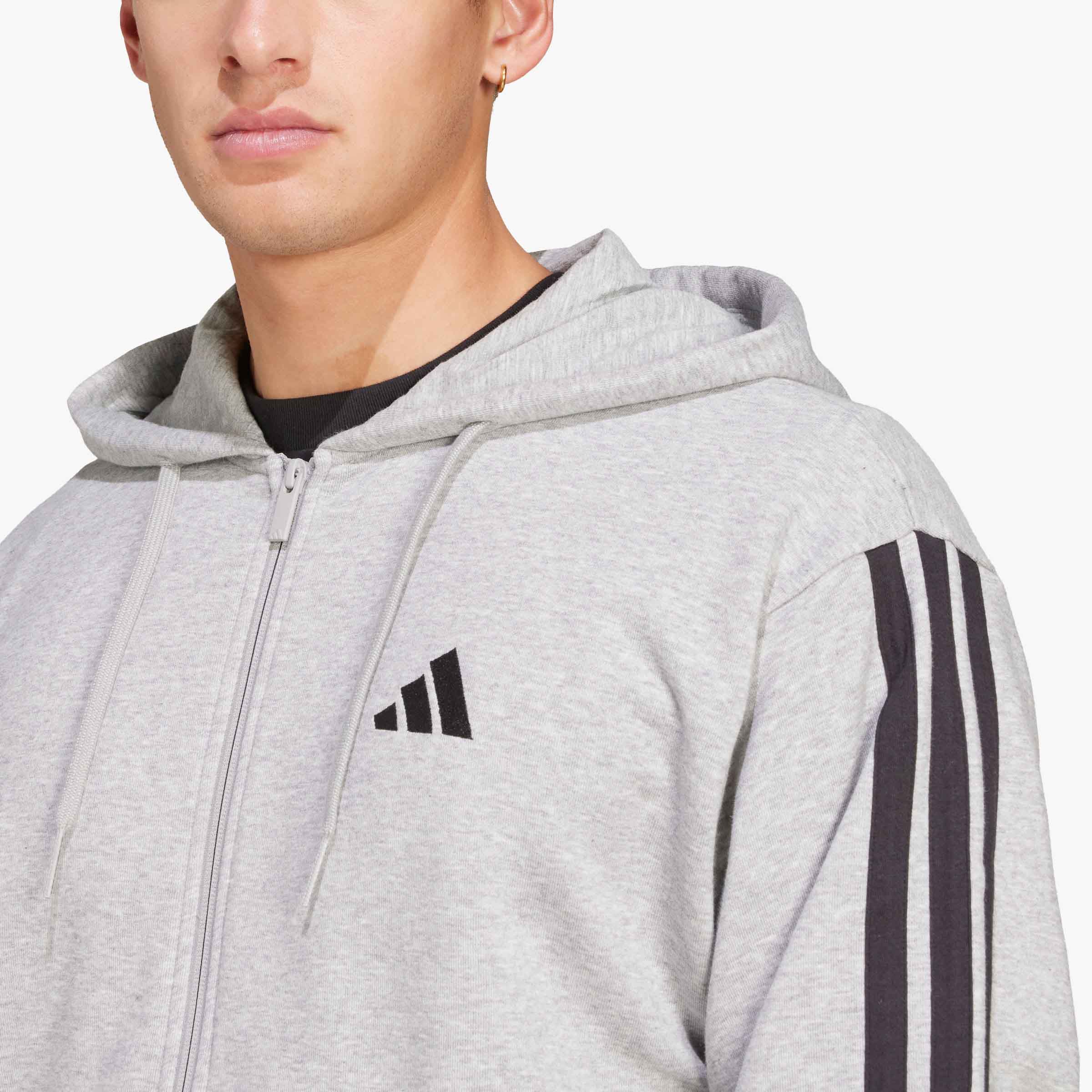 adidas Poler&oacute;n Essentials 3 Tiras French Terry, GRIS, hi-res