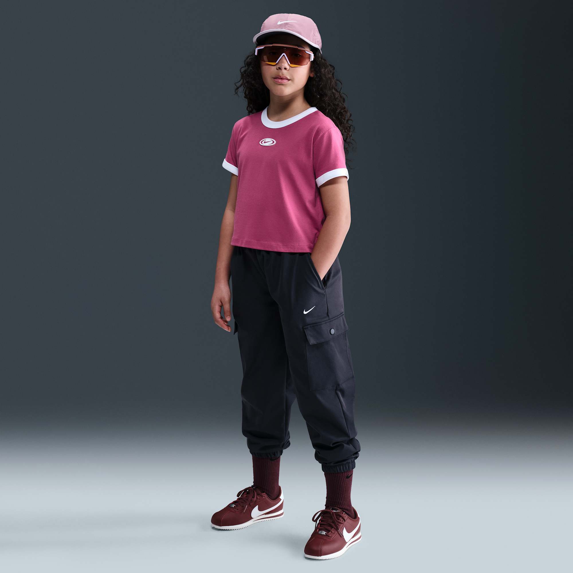 Nike Polera Sportswear Polera Cropped para ni&ntilde;a, ROJO, hi-res