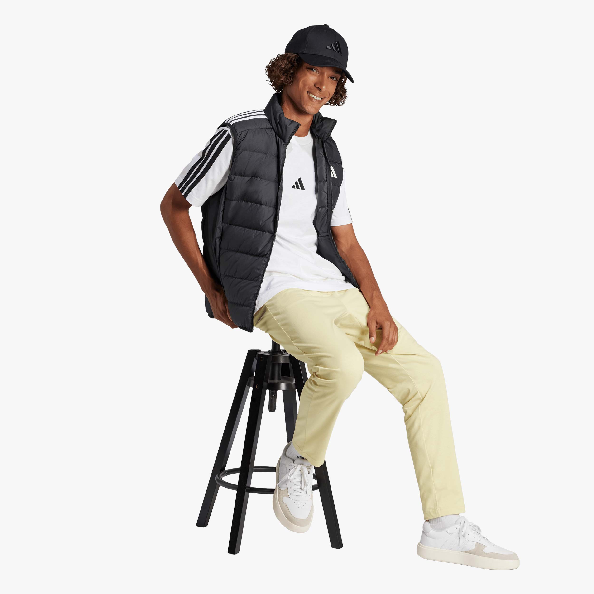 adidas Polera Essentials 3 Tiras Tejido Jersey, BLANCO, hi-res