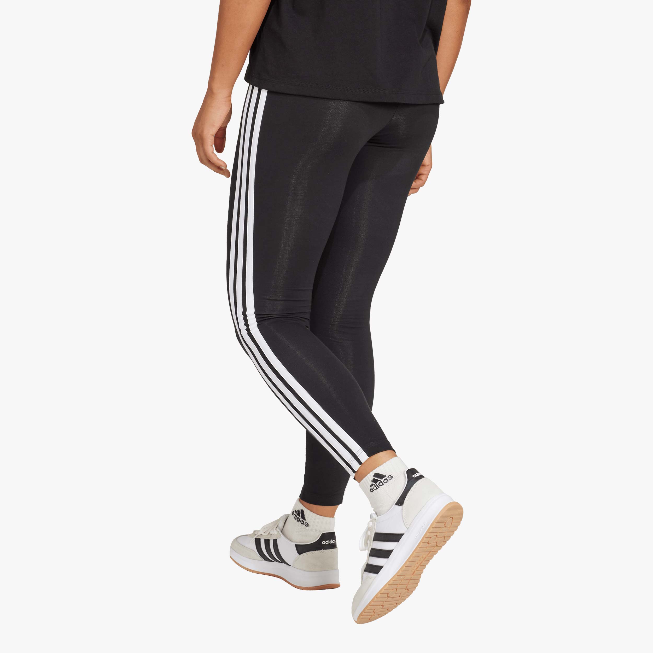adidas Calzas Essentials 3 Tiras Algod&oacute;n Pretina Media, NEGRO, hi-res
