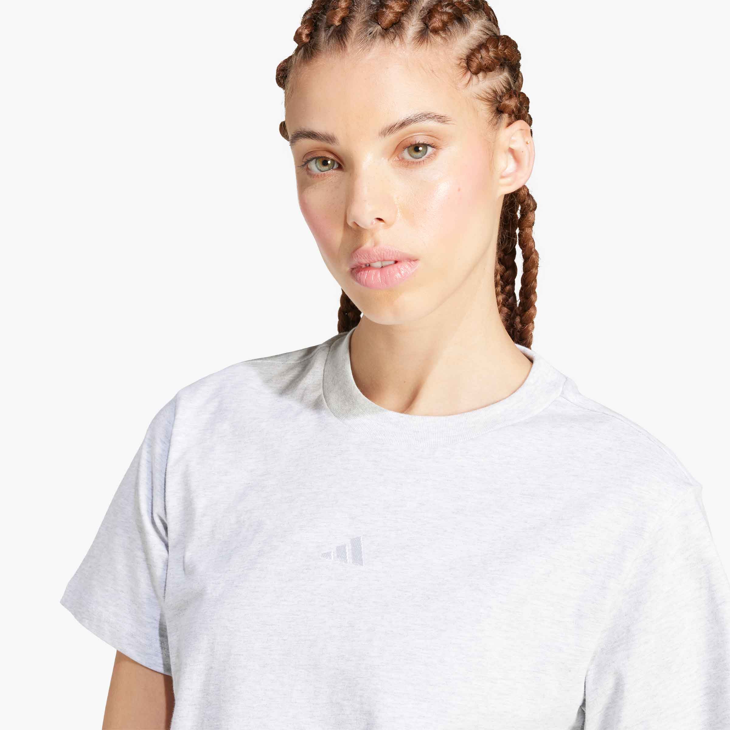 adidas Polera Essentials Logo Pequeño Algodón, GRIS, hi-res