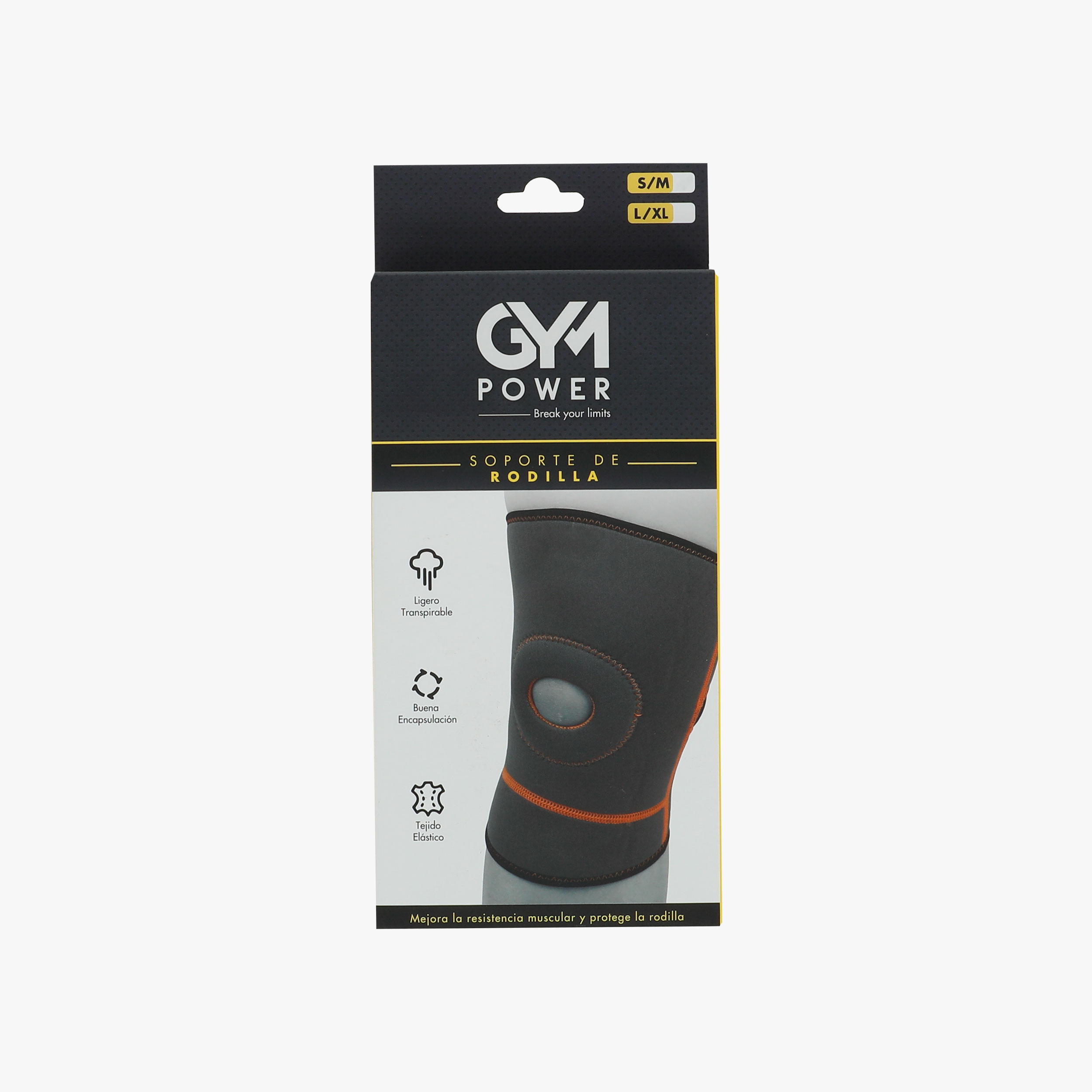 Gym Power Knee Support, GRIS, hi-res