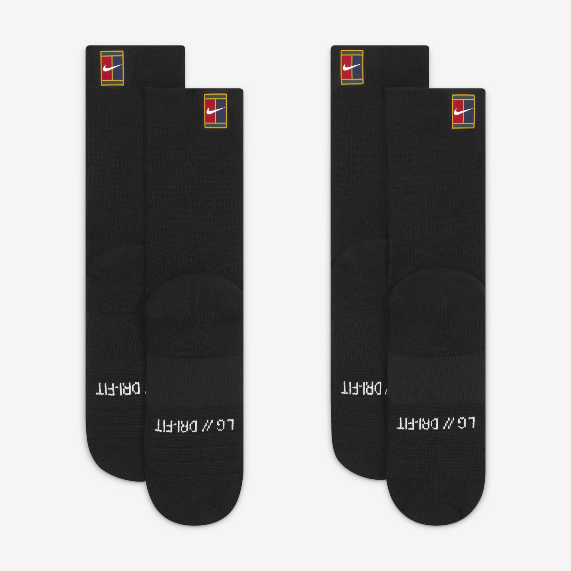 NikeCourt Calcetines Multiplier Cushioned Largos 2 Pares, NEGRO, hi-res