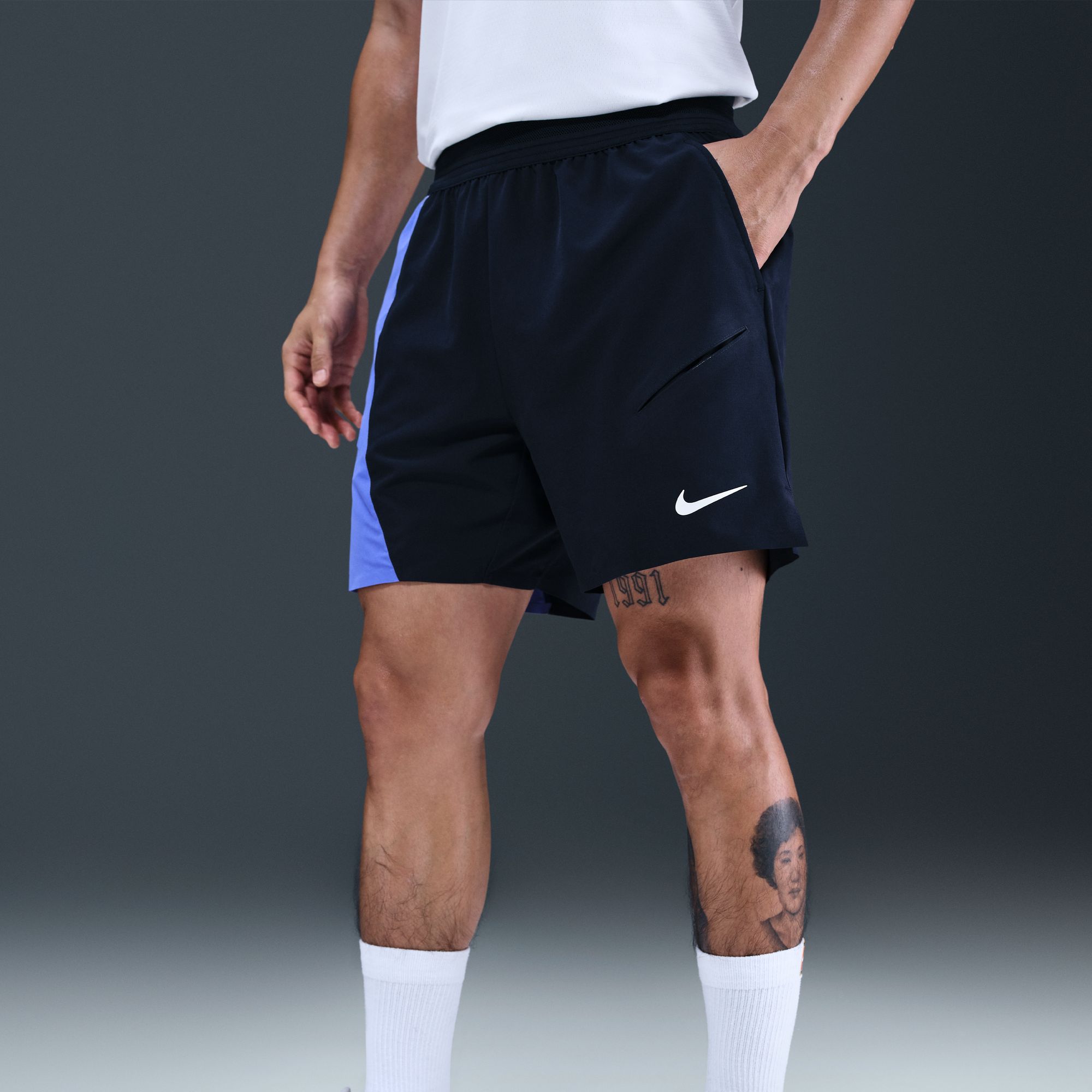 NikeCourt Shorts de tenis Slam, AZUL, hi-res