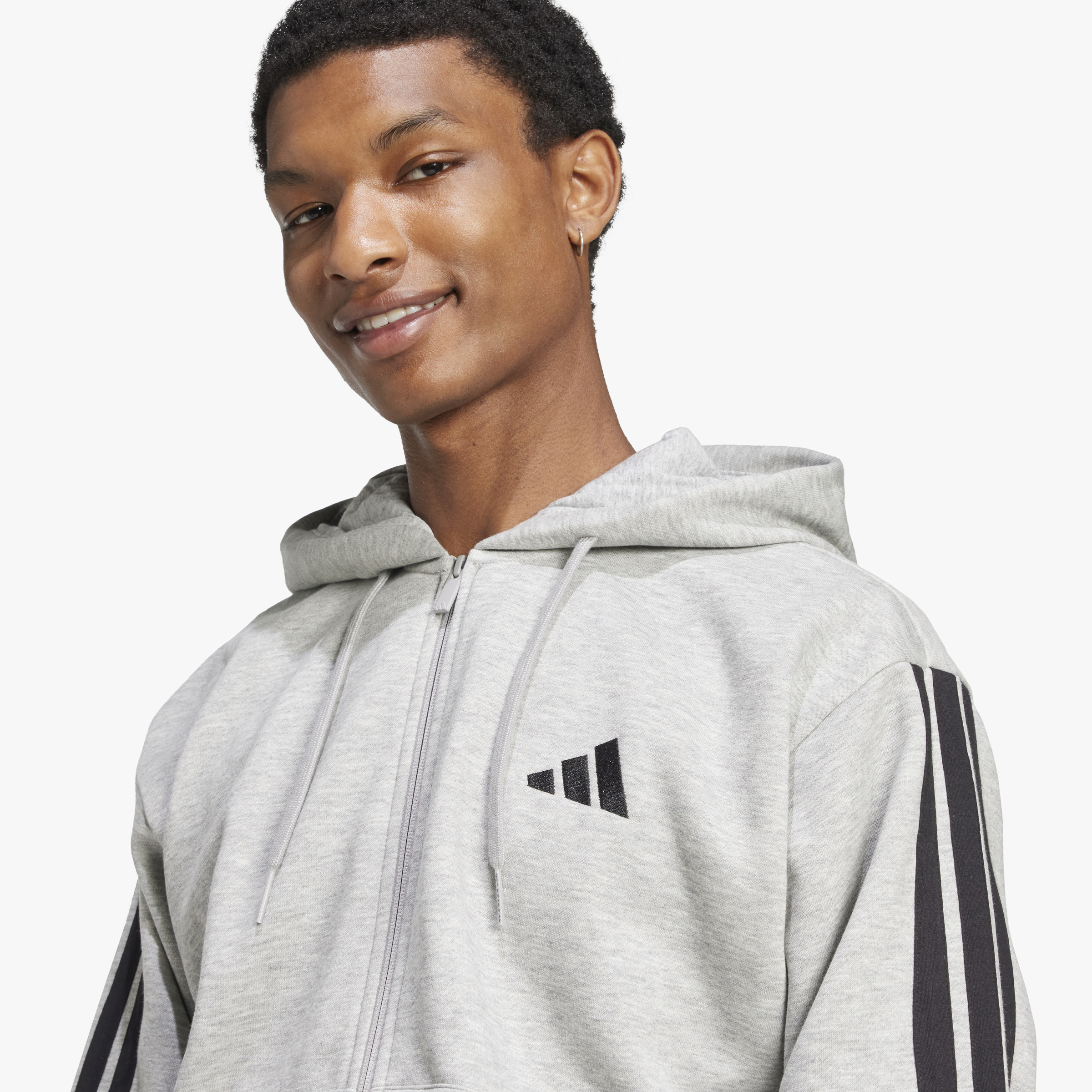 adidas Chaqueta Essentials 3-Stripes Fleece, GRIS, hi-res