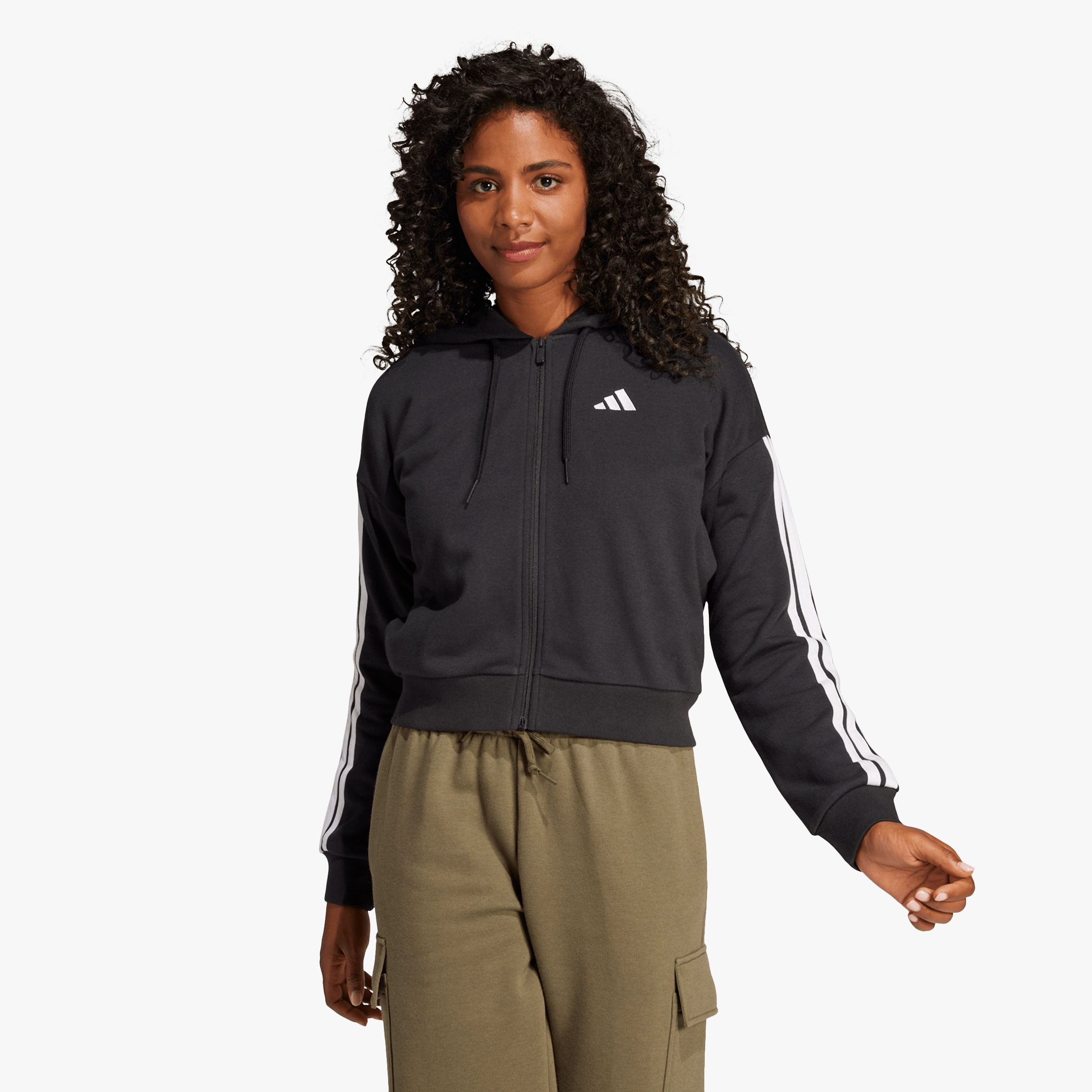 adidas Chaqueta Essentials French Terry 3 bandas, NEGRO, hi-res