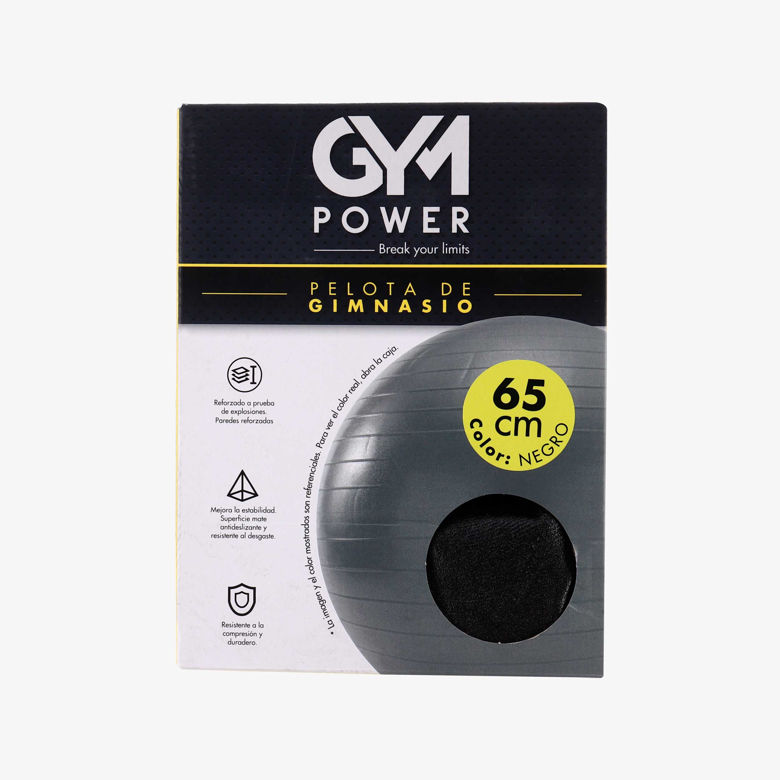 Gym Power Gim Ball 65cm, NEGRO, hi-res