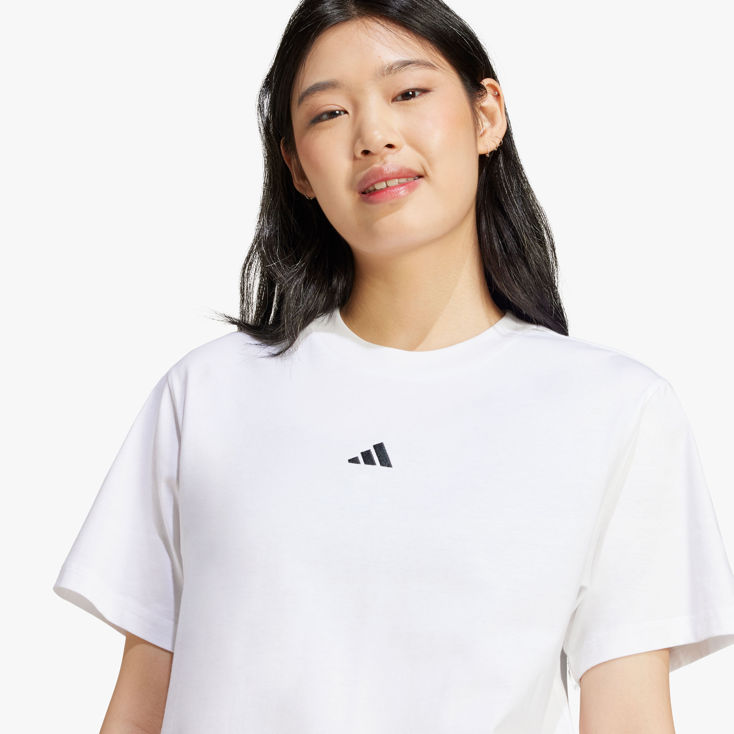 adidas Polera Essentials Logo Peque&ntilde;o Algod&oacute;n, BLANCO, hi-res
