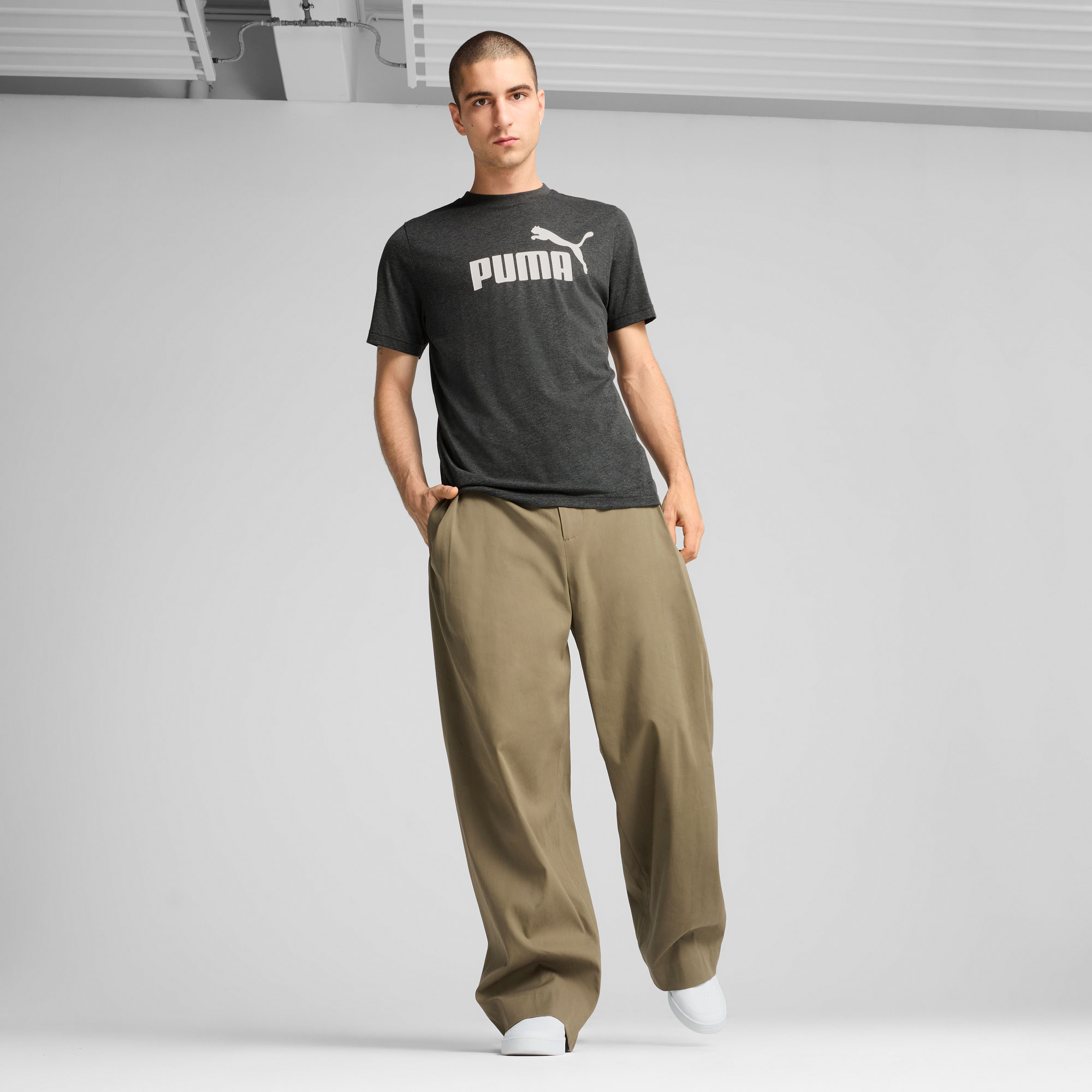 Puma Polera Essential Logo Heather, NEGRO, hi-res