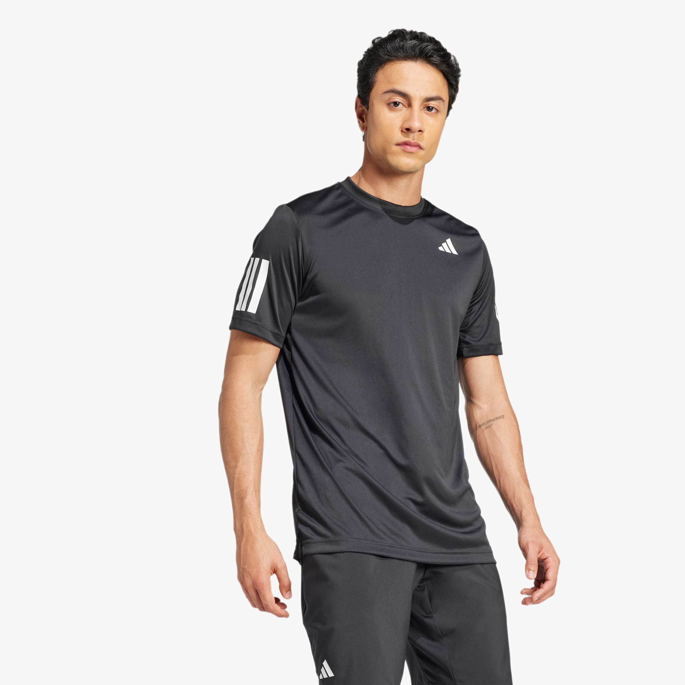 adidas Polera Club Tennis Climacool 3 bandas, NEGRO, hi-res