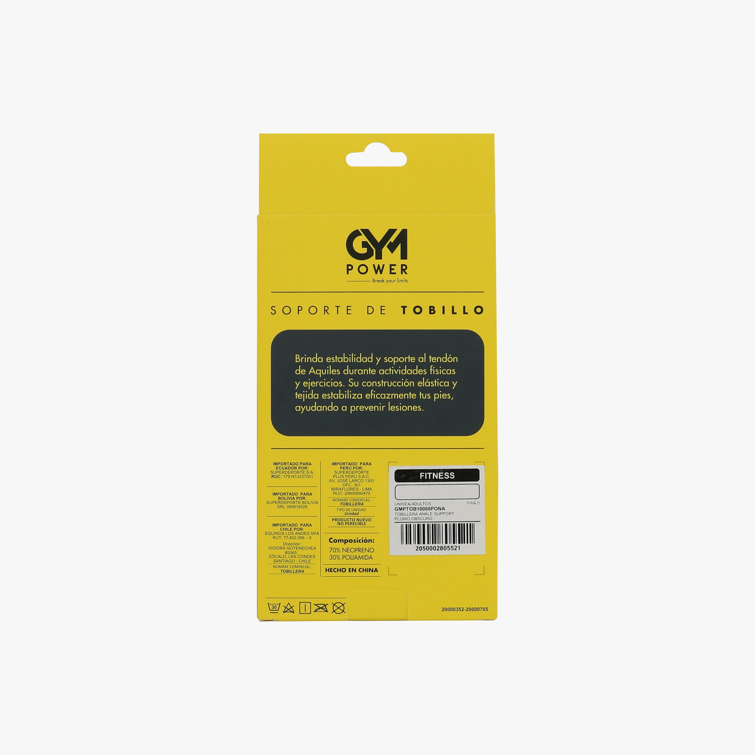 Gym Power Ankle Support, GRIS, hi-res