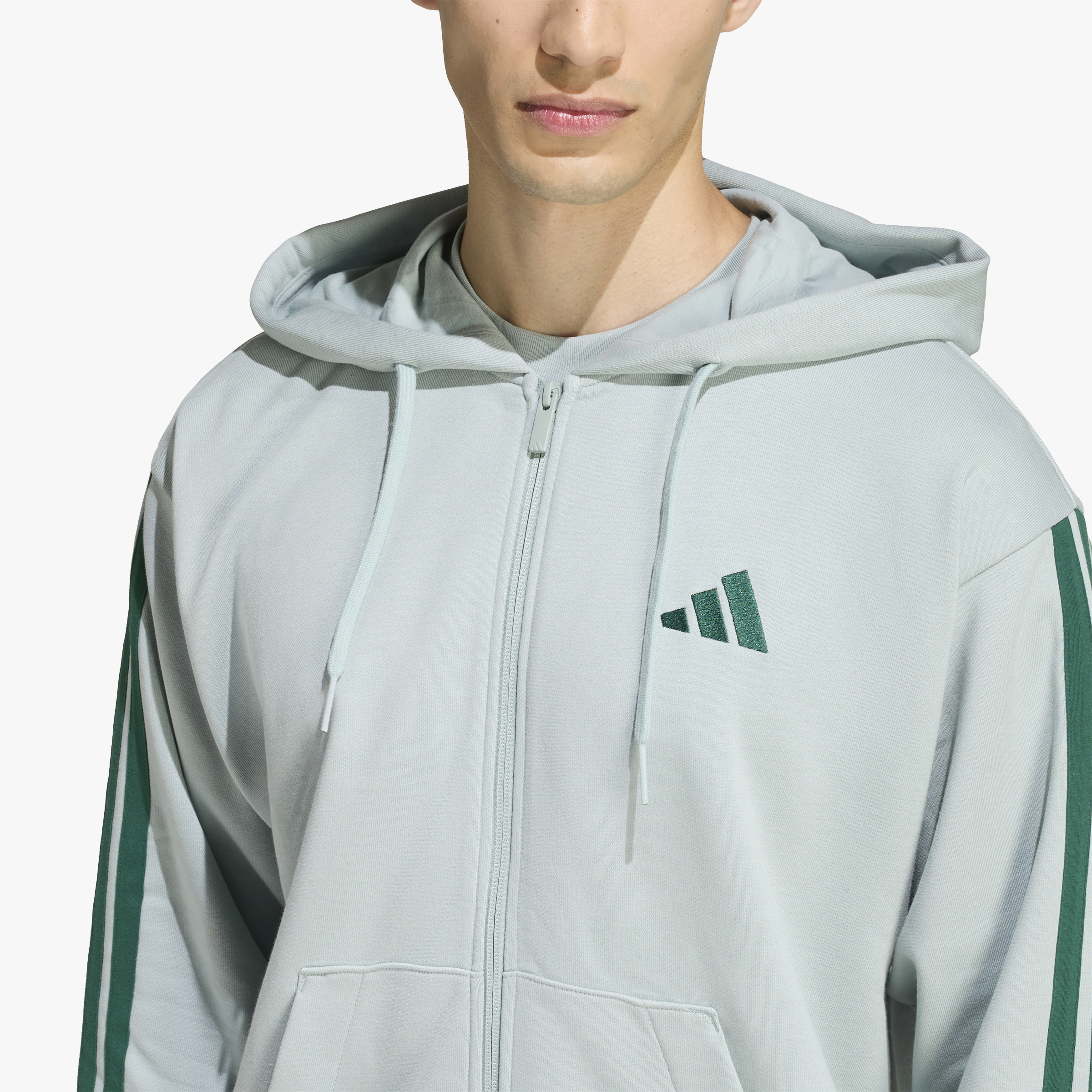 adidas Poler&oacute;n Essentials 3 Tiras French Terry, VERDE, hi-res