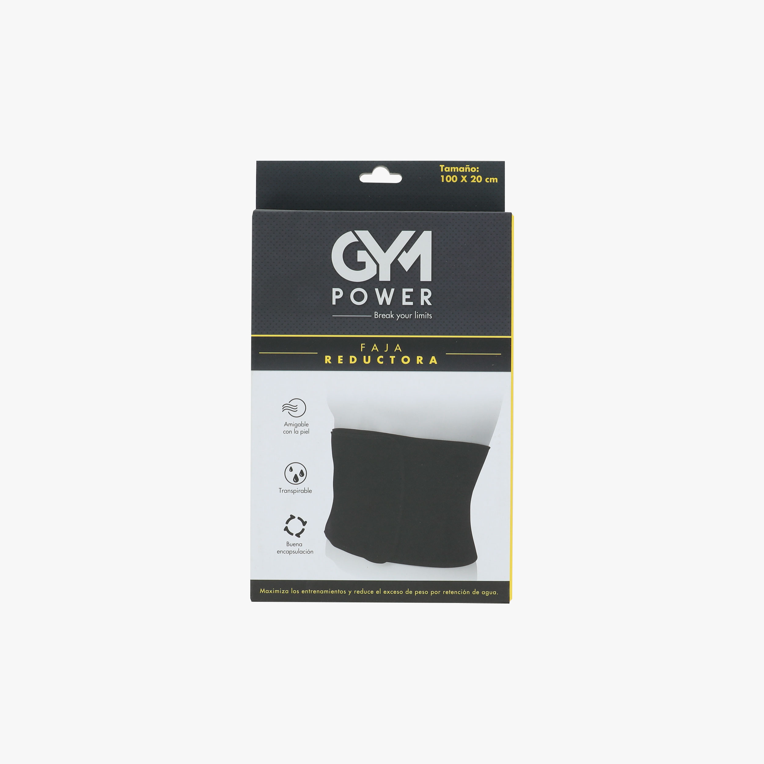 Gym Power Slim Belt, NEGRO, hi-res