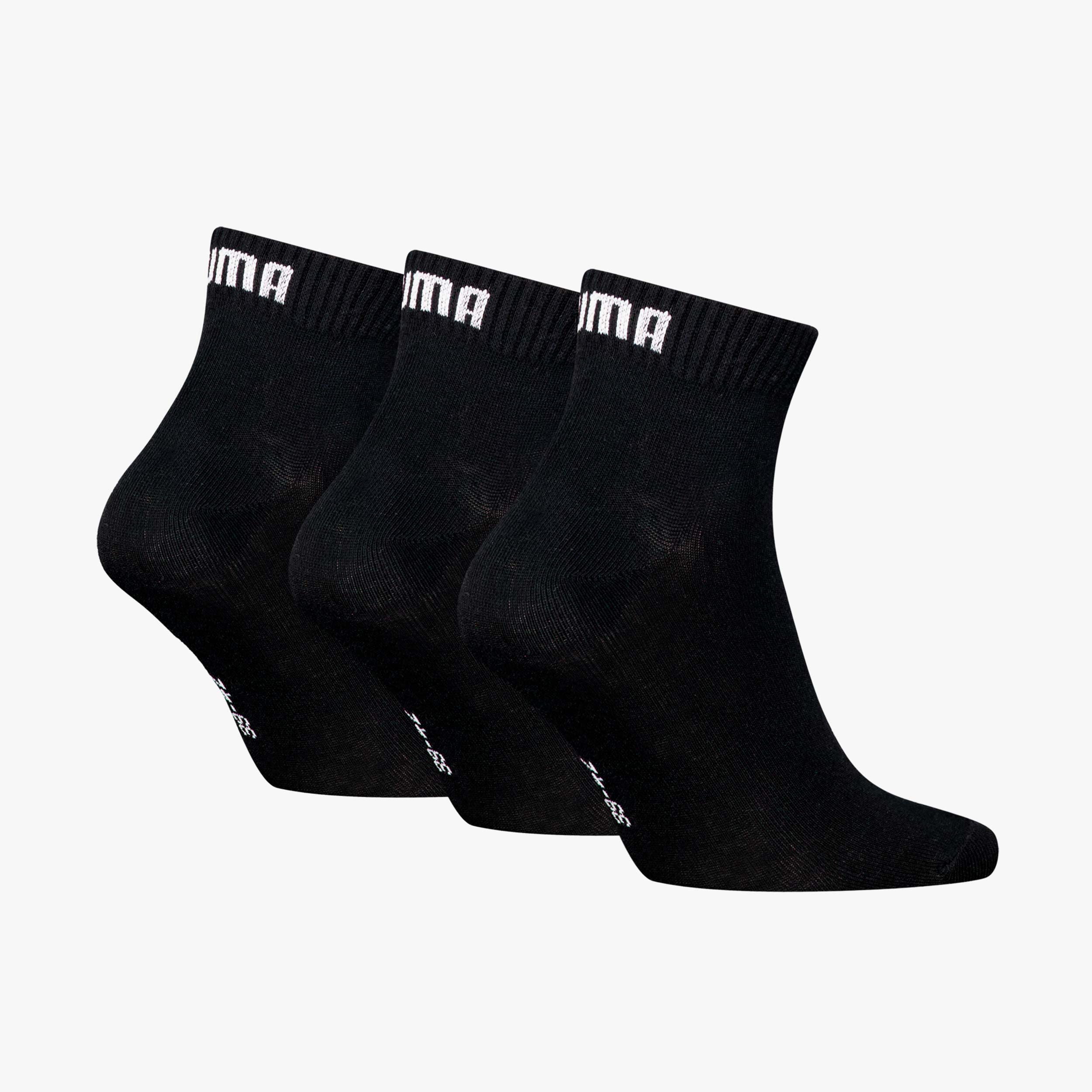 Puma Calcetines Quarter Plain Cortas 3 Pares, NEGRO, hi-res