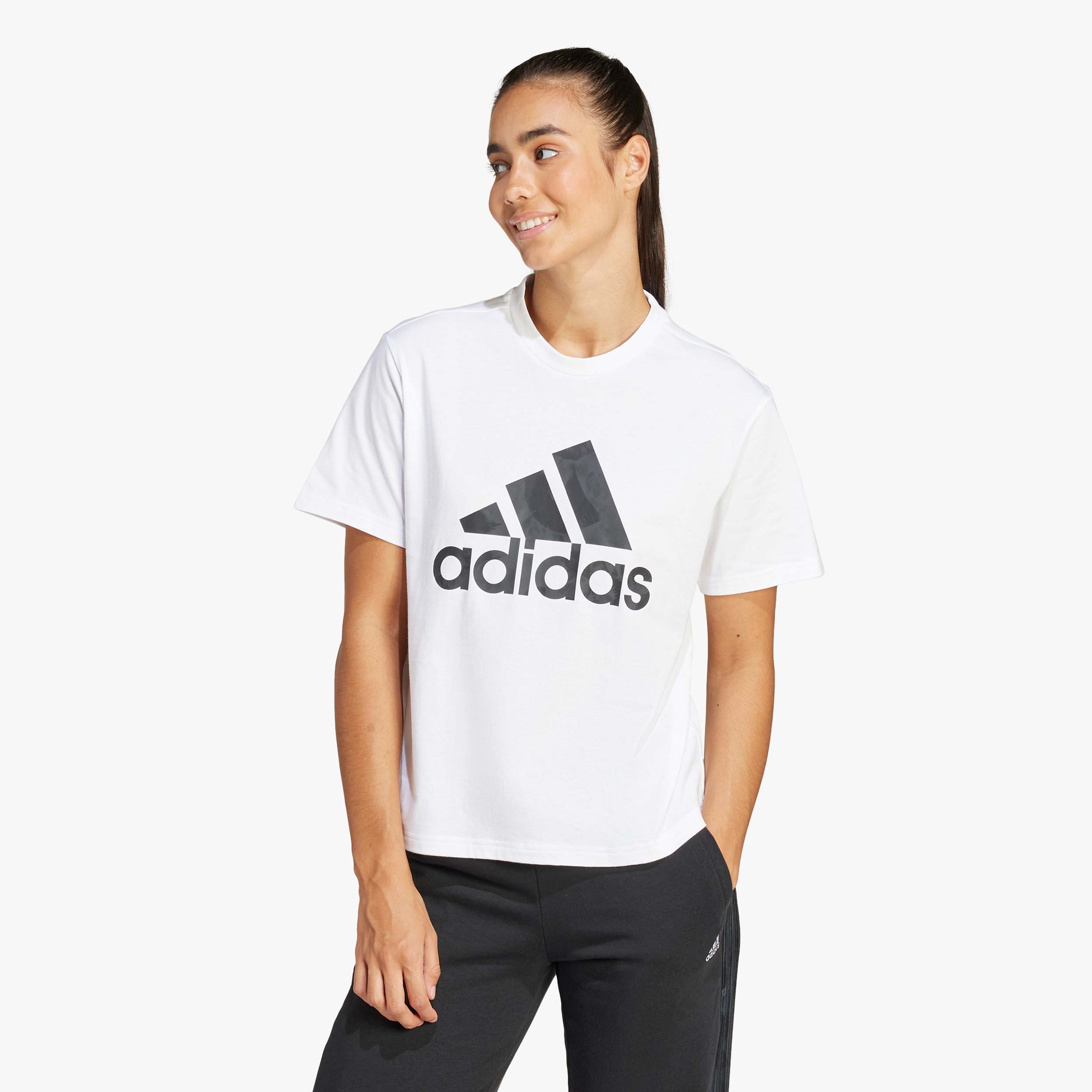 adidas Polera Estampada Floral Big Logo, BLANCO, hi-res