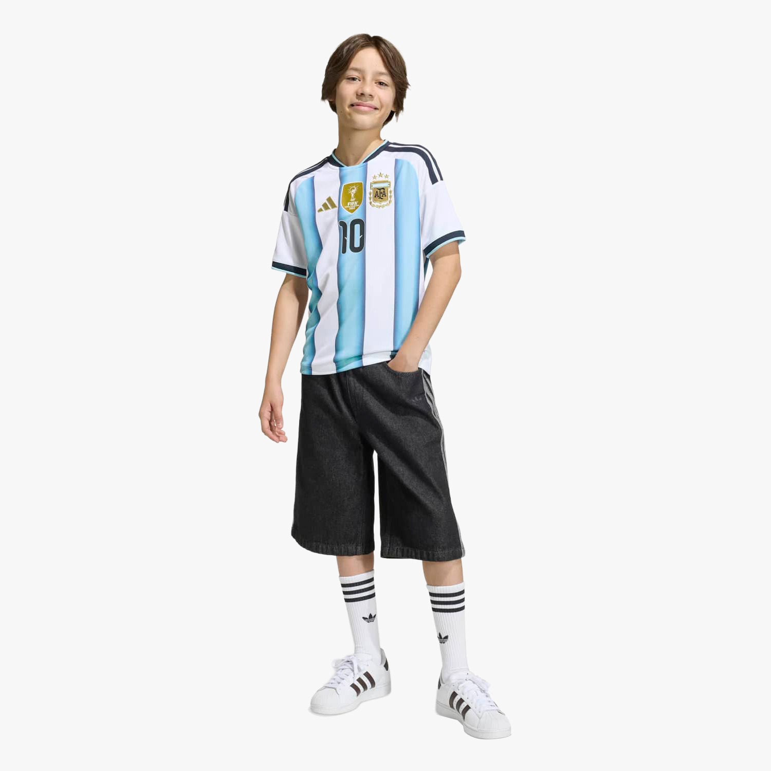 adidas Camiseta Local Selecci&oacute;n Argentina 26 Messi Ni&ntilde;os, BLANCO, hi-res