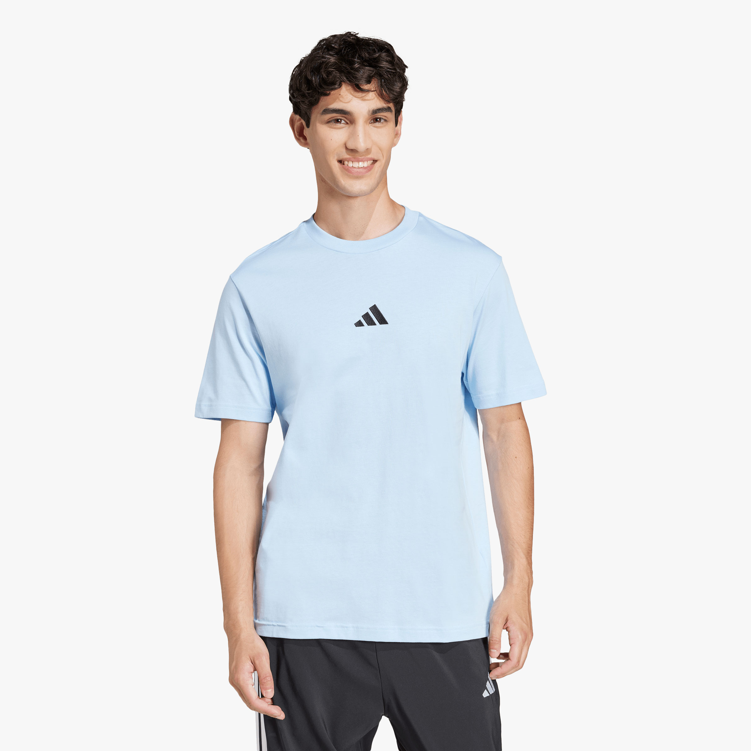 adidas Polera Essentials Small Logo, AZUL, hi-res